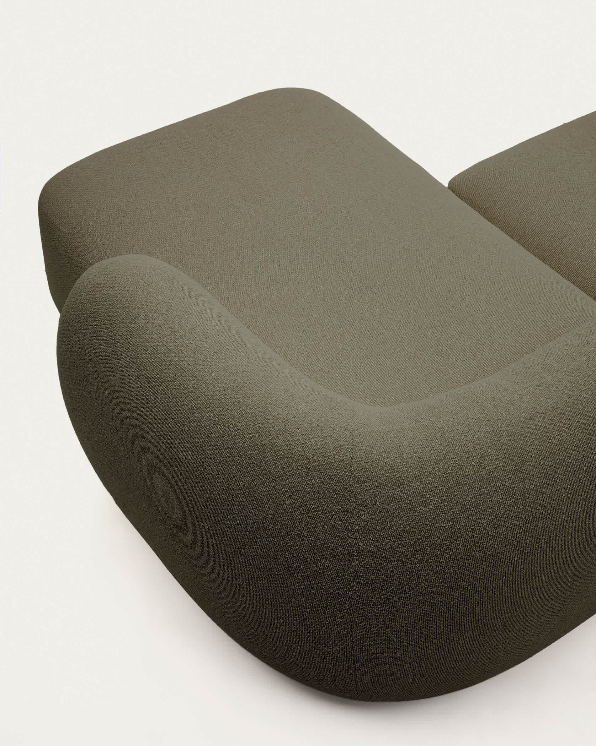 Martina fire-retardant green chenille 3-seater modular sofa with right chaise longue 287 cm