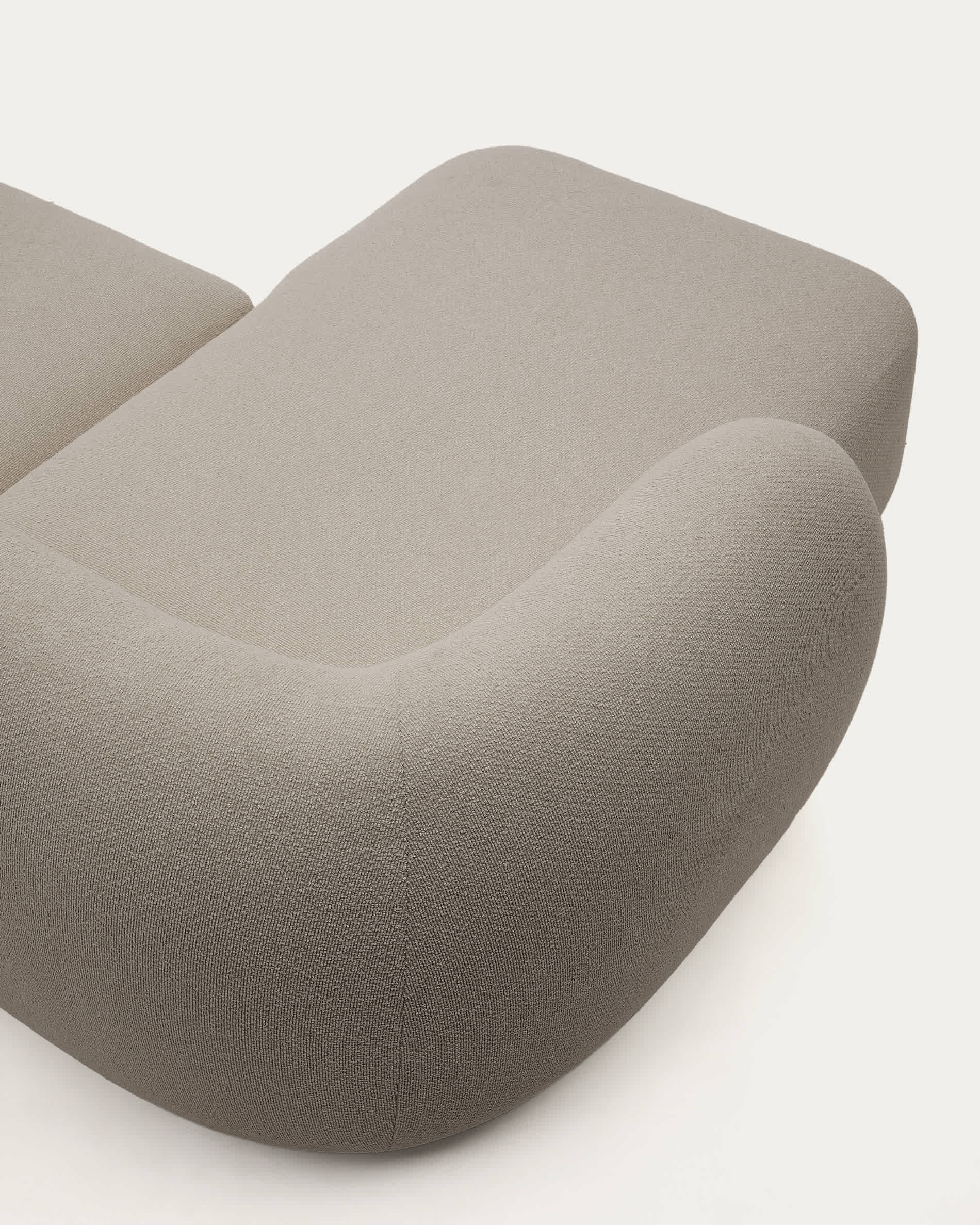 Martina fire-retardant stone-coloured chenille 3-seater modular sofa with left chaise longue 287 cm