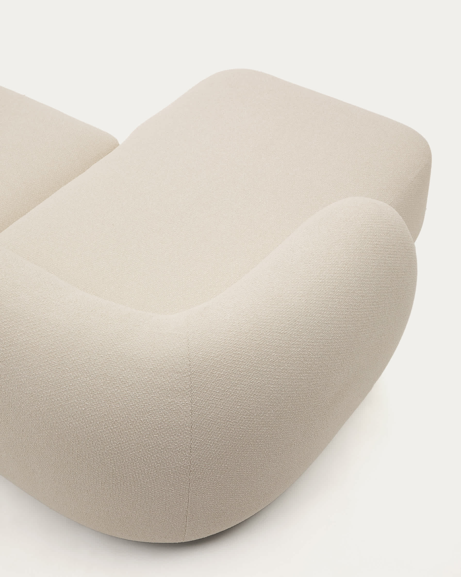 Martina fire-retardant ecru chenille 3-seater modular sofa with left chaise longue 287 cm