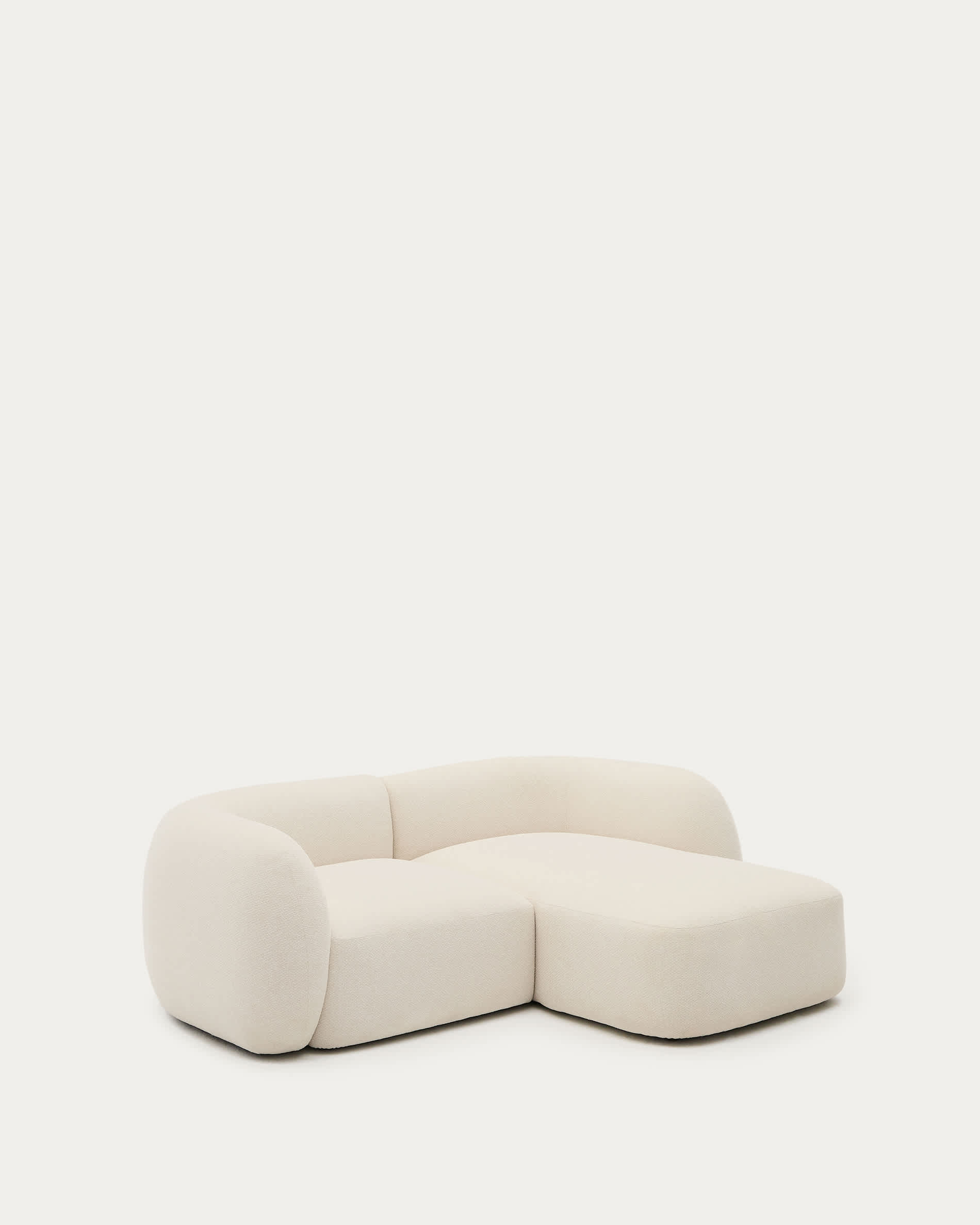 Martina fire-retardant ecru chenille 2-seater modular sofa with right chaise longue 230 cm