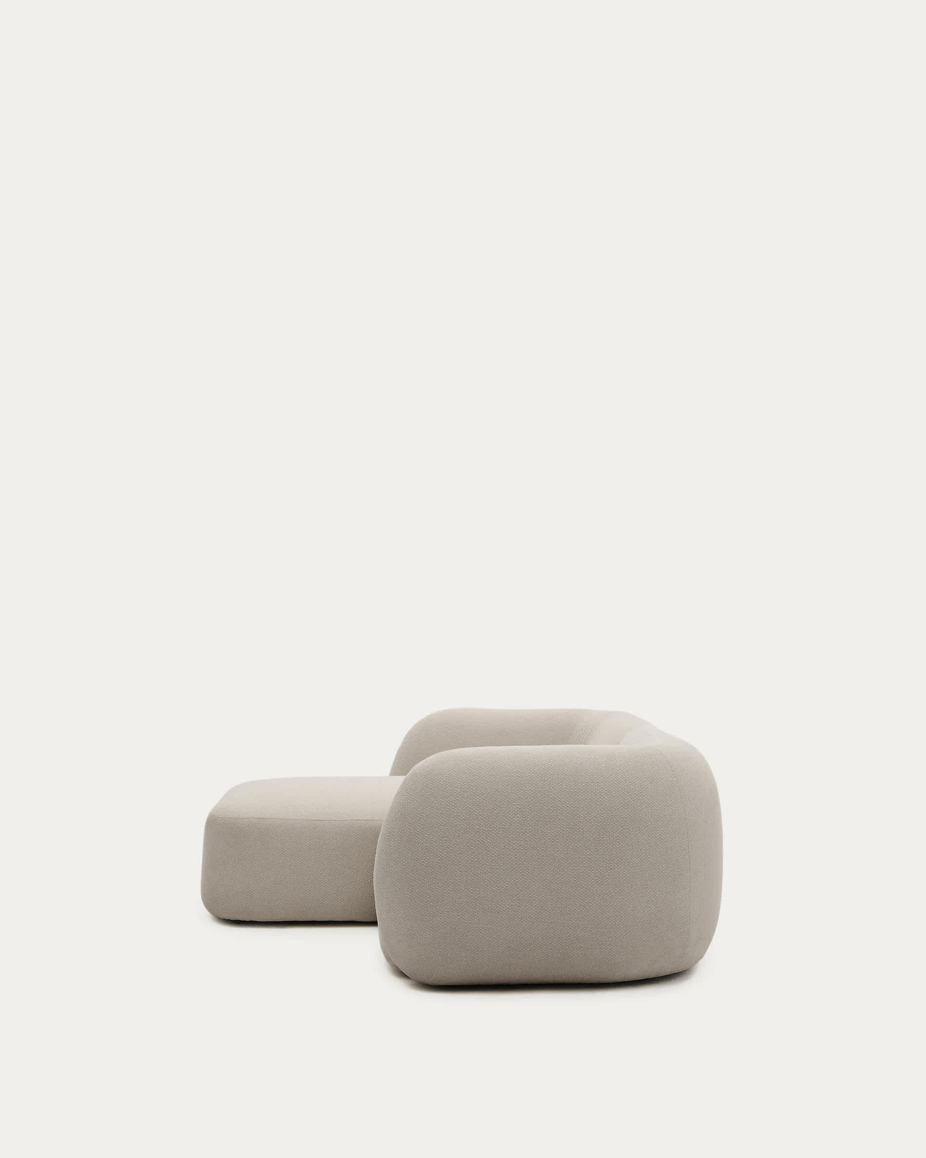Martina fire-retardant stone-coloured chenille 2-seater modular sofa with left chaise longue 230 cm