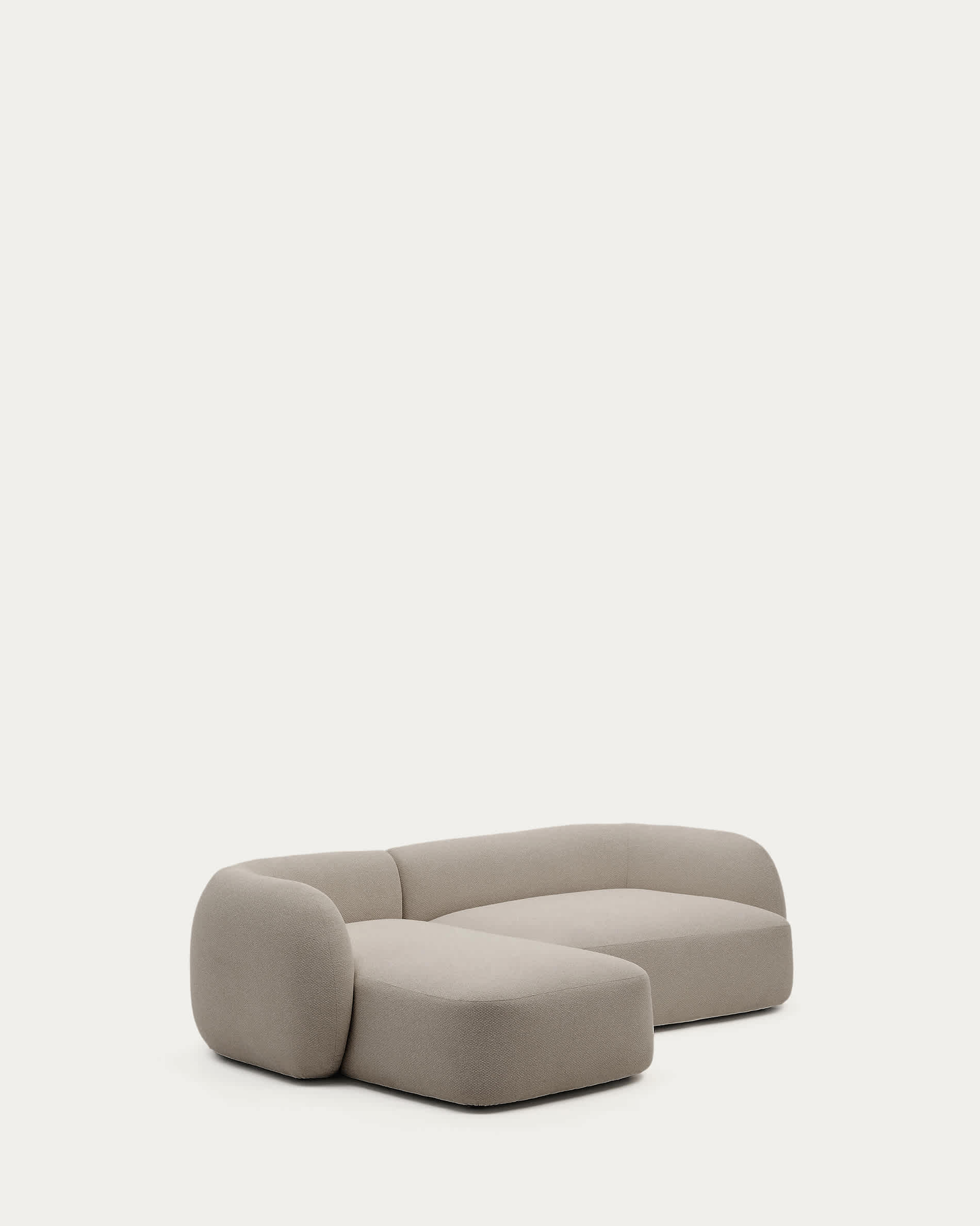 Martina fire-retardant stone-coloured chenille 3-seater modular sofa with left chaise longue 287 cm
