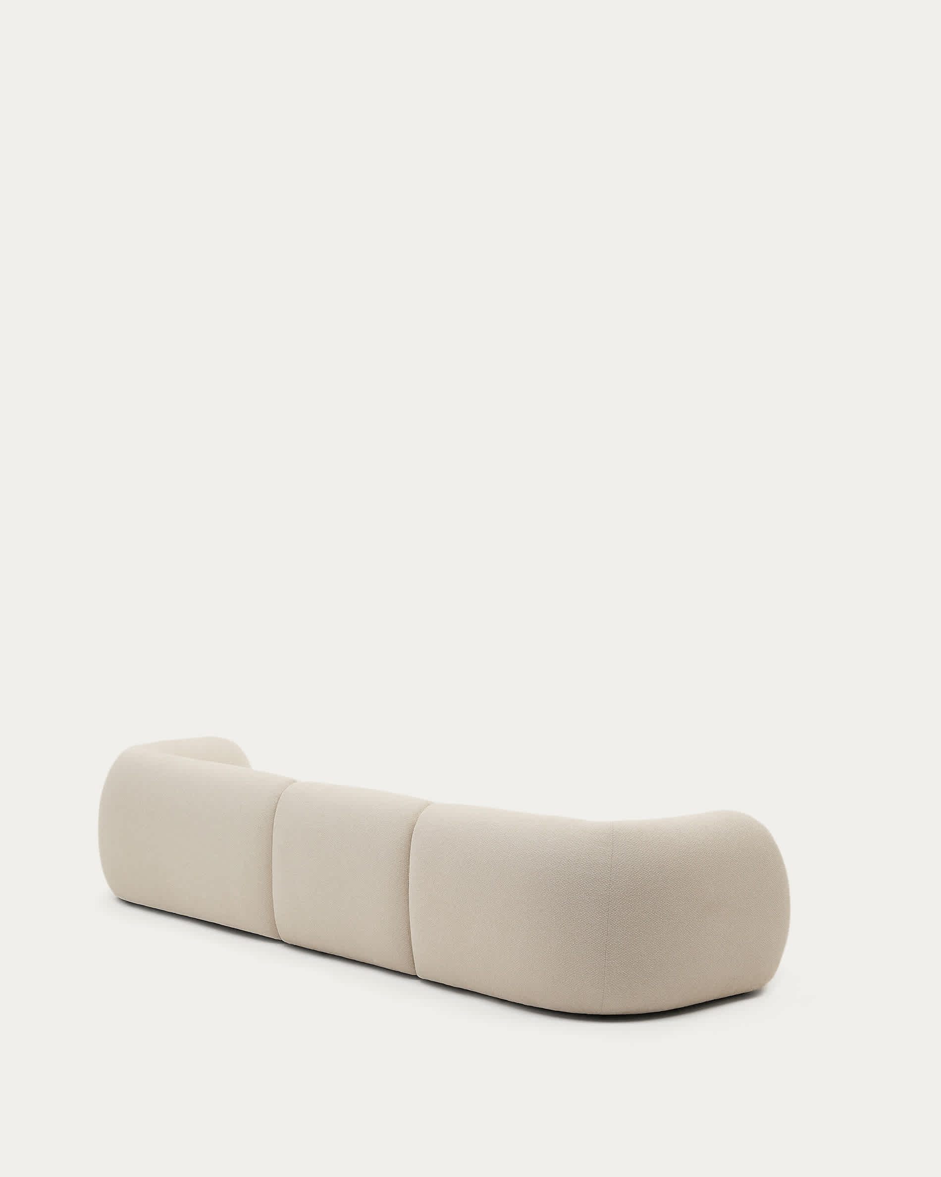 Martina fire-retardant ecru chenille 4-seater modular sofa with right chaise longue 377 cm