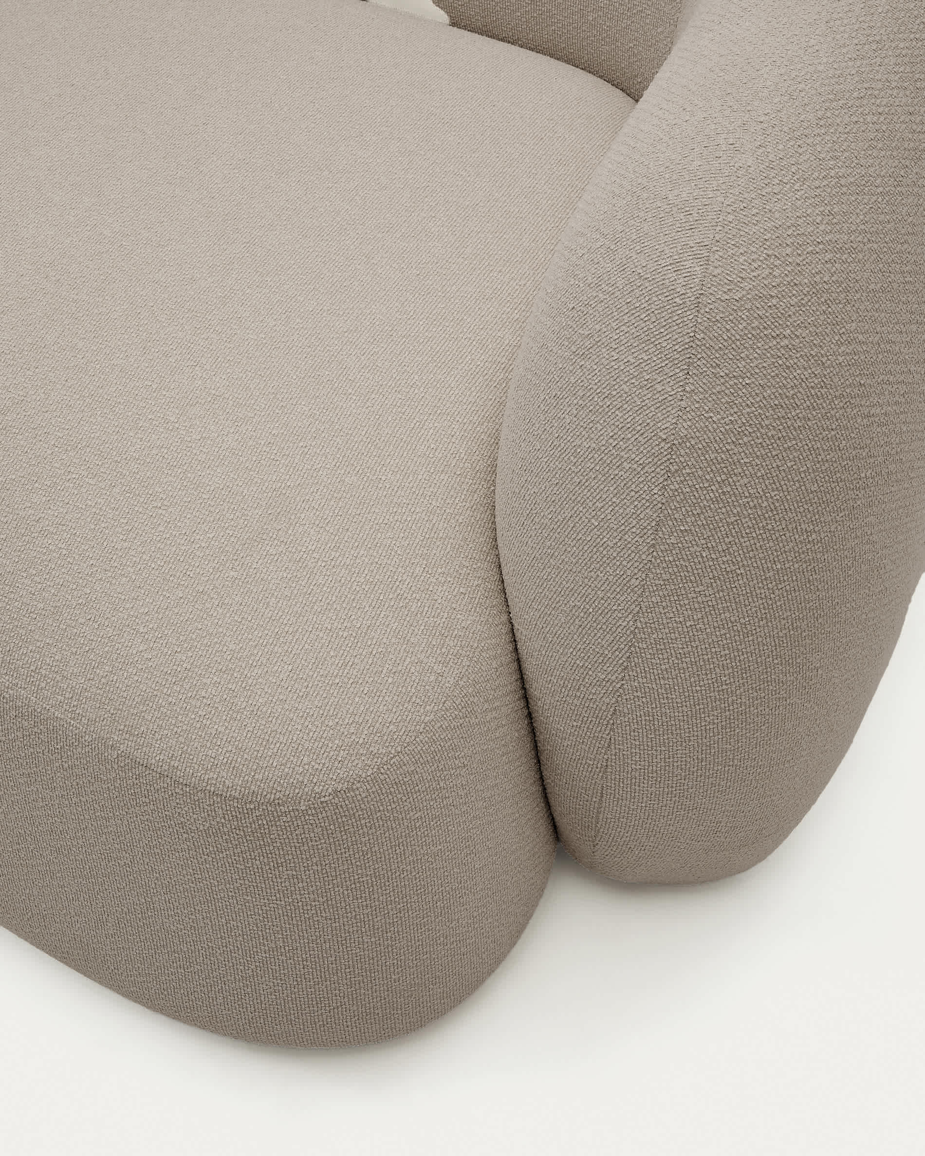 Martina fire-retardant stone-coloured chenille 4-seater modular sofa with left chaise longue 377 cm