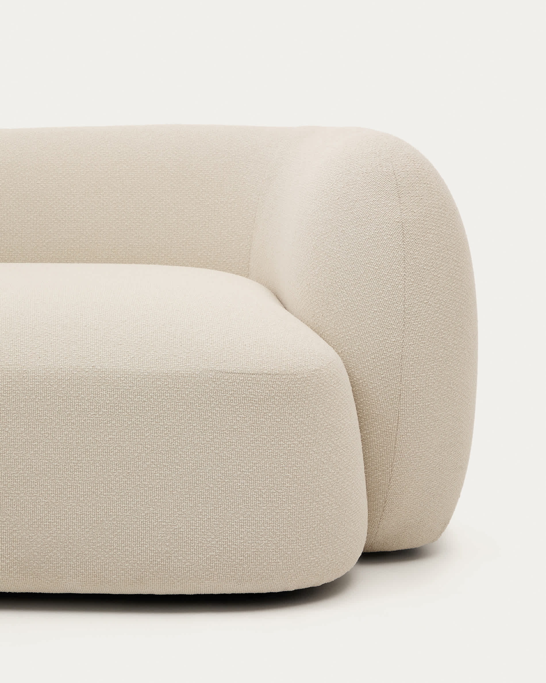 Martina fire-retardant ecru chenille 3-seater modular sofa with left chaise longue 287 cm