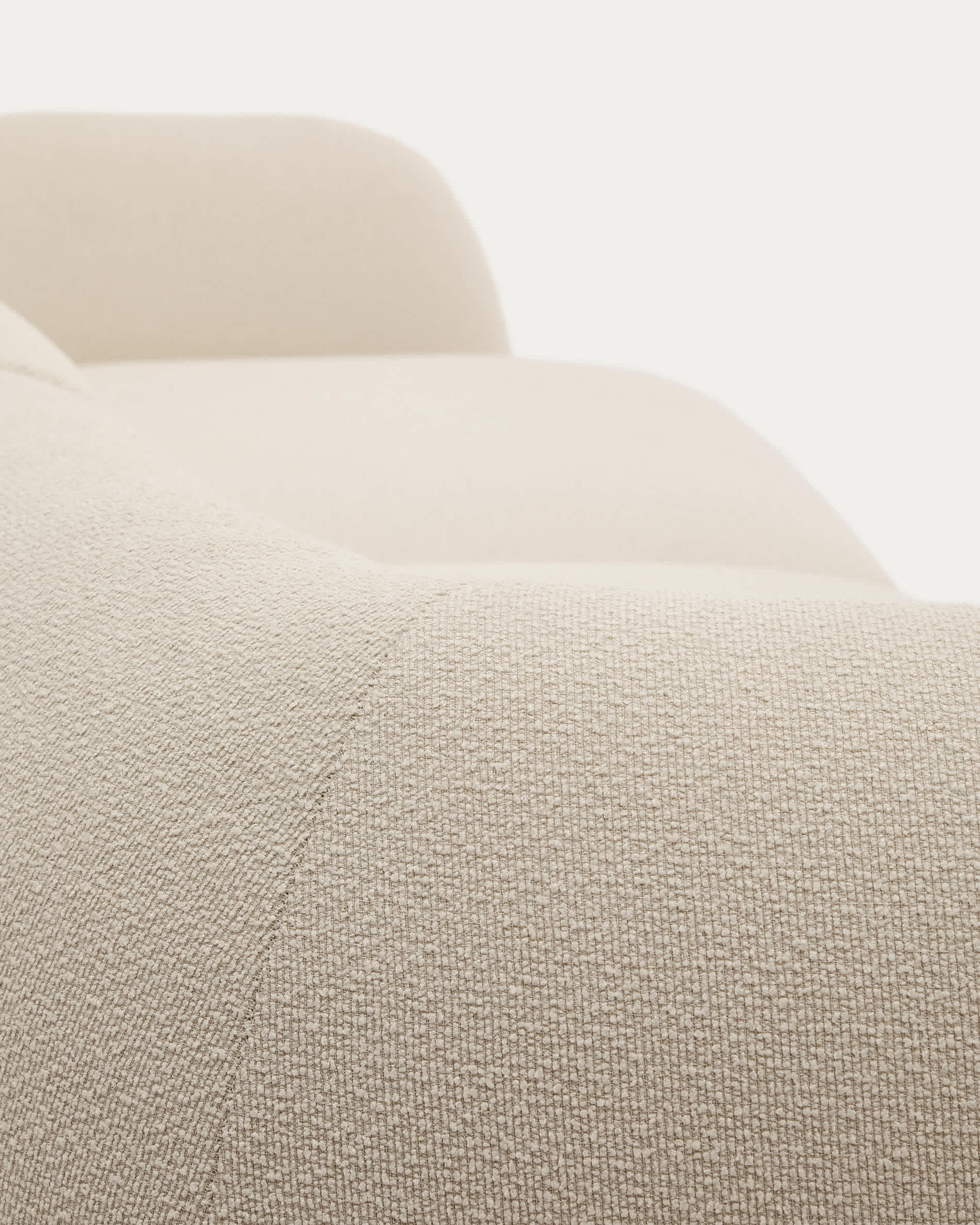 Martina fire-retardant ecru chenille 3-seater modular sofa with left chaise longue 287 cm