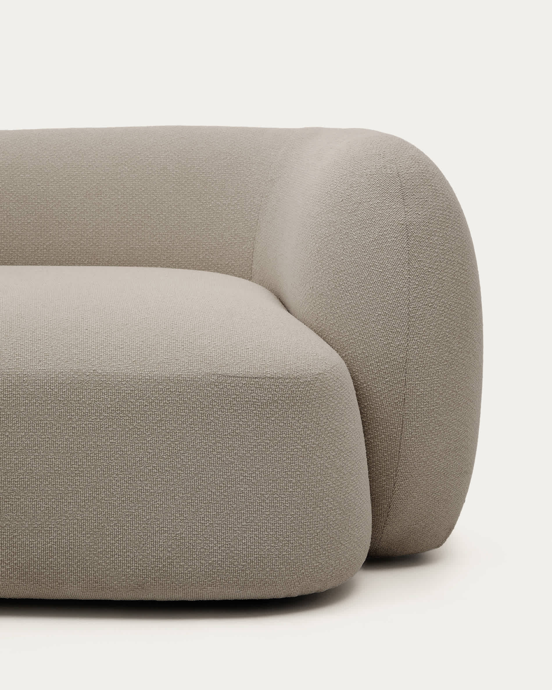 Martina fire-retardant stone-coloured chenille 3-seater modular sofa with left chaise longue 287 cm