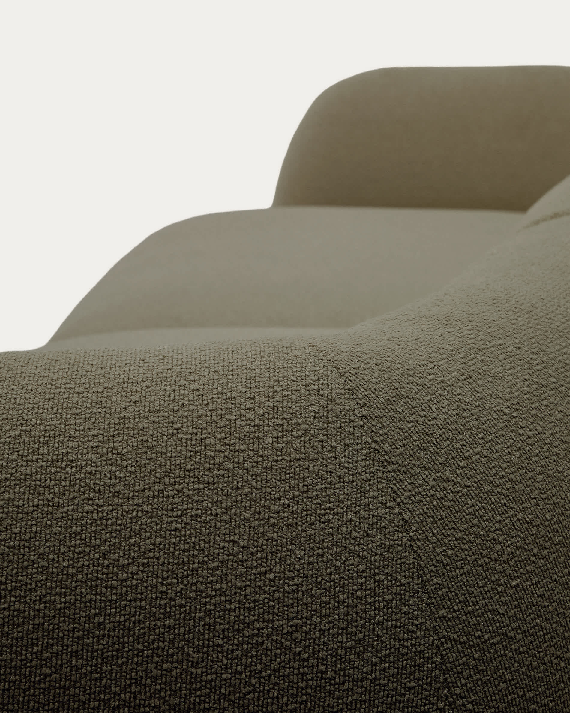 Martina fire-retardant green chenille 2-seater modular sofa with right chaise longue 230 cm