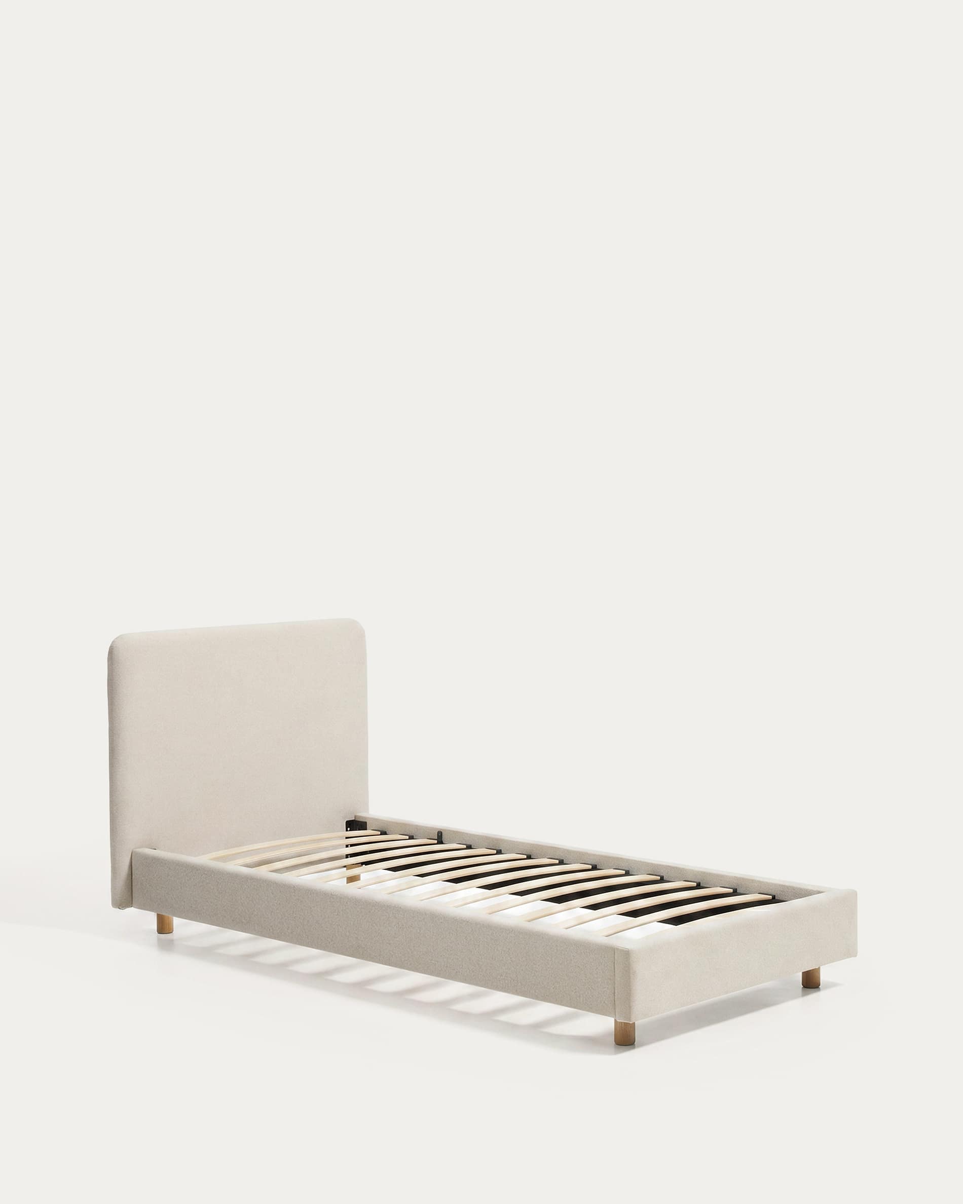 Selven beige chenille bed for 90 x 200cm mattress