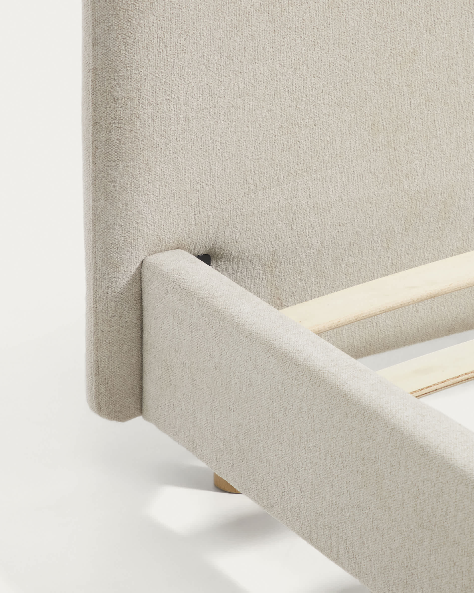 Selven beige chenille bed for 90 x 200cm mattress