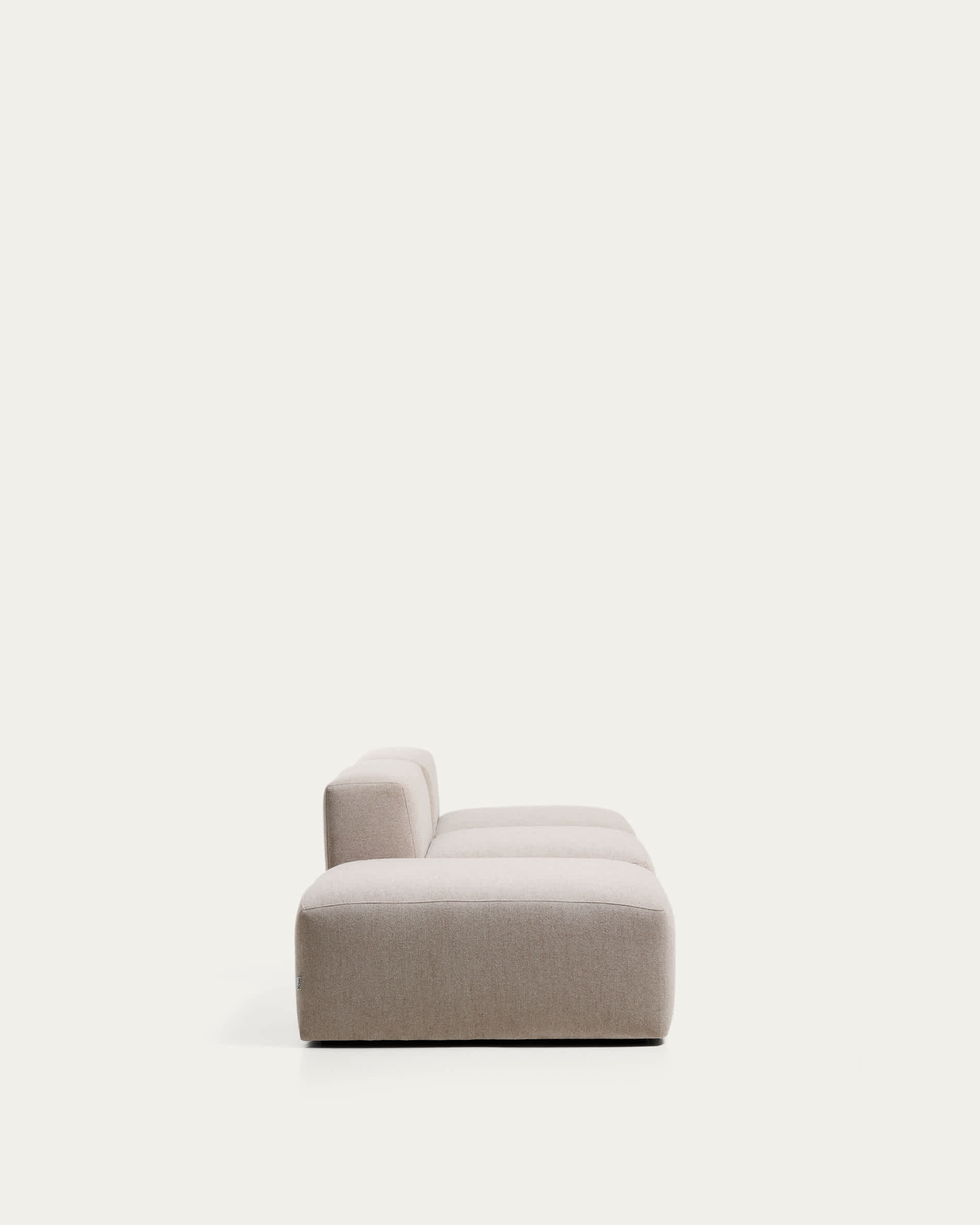 Blok 3-seater sofa with end pouffe in beige chenille 270cm FSC Mix Credit