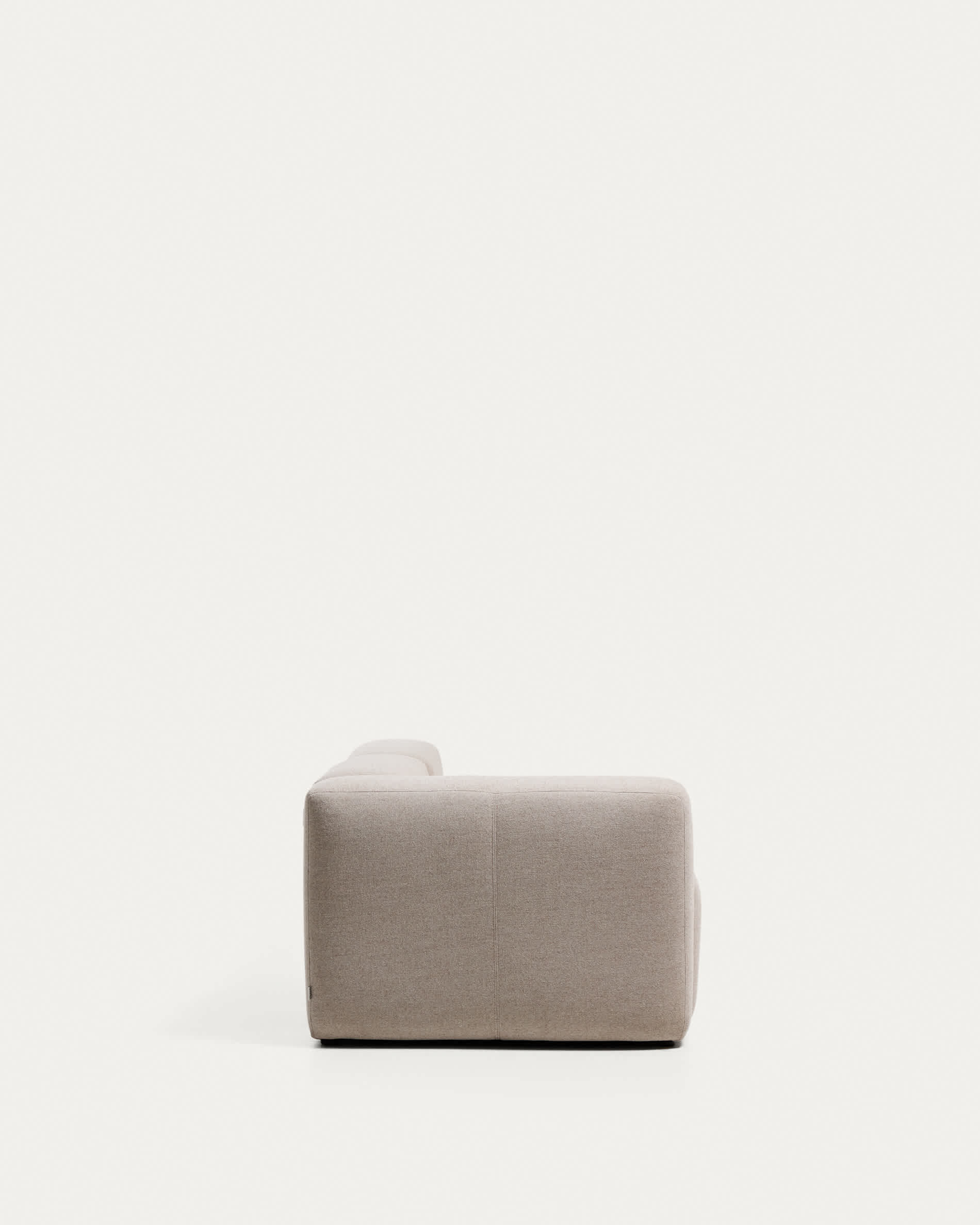 Blok 3-seater sofa with left armrest and end pouffe in beige chenille 270cm FSC Mix Credit
