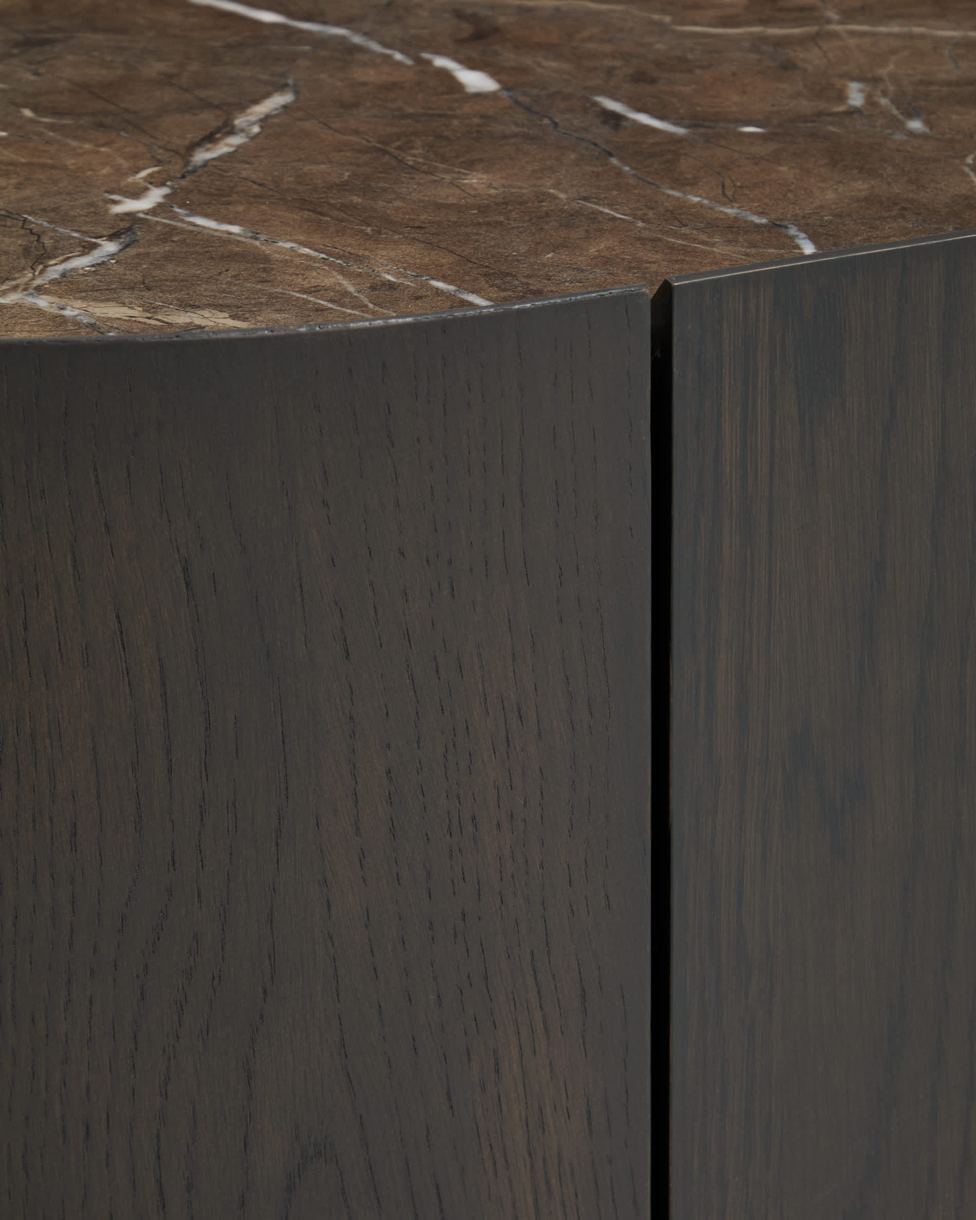 Nemore coffee table with 1 oak veneer drawer and Emperador marble-effect ceramic top, FSC Mix Credit, 140 x 60 cm