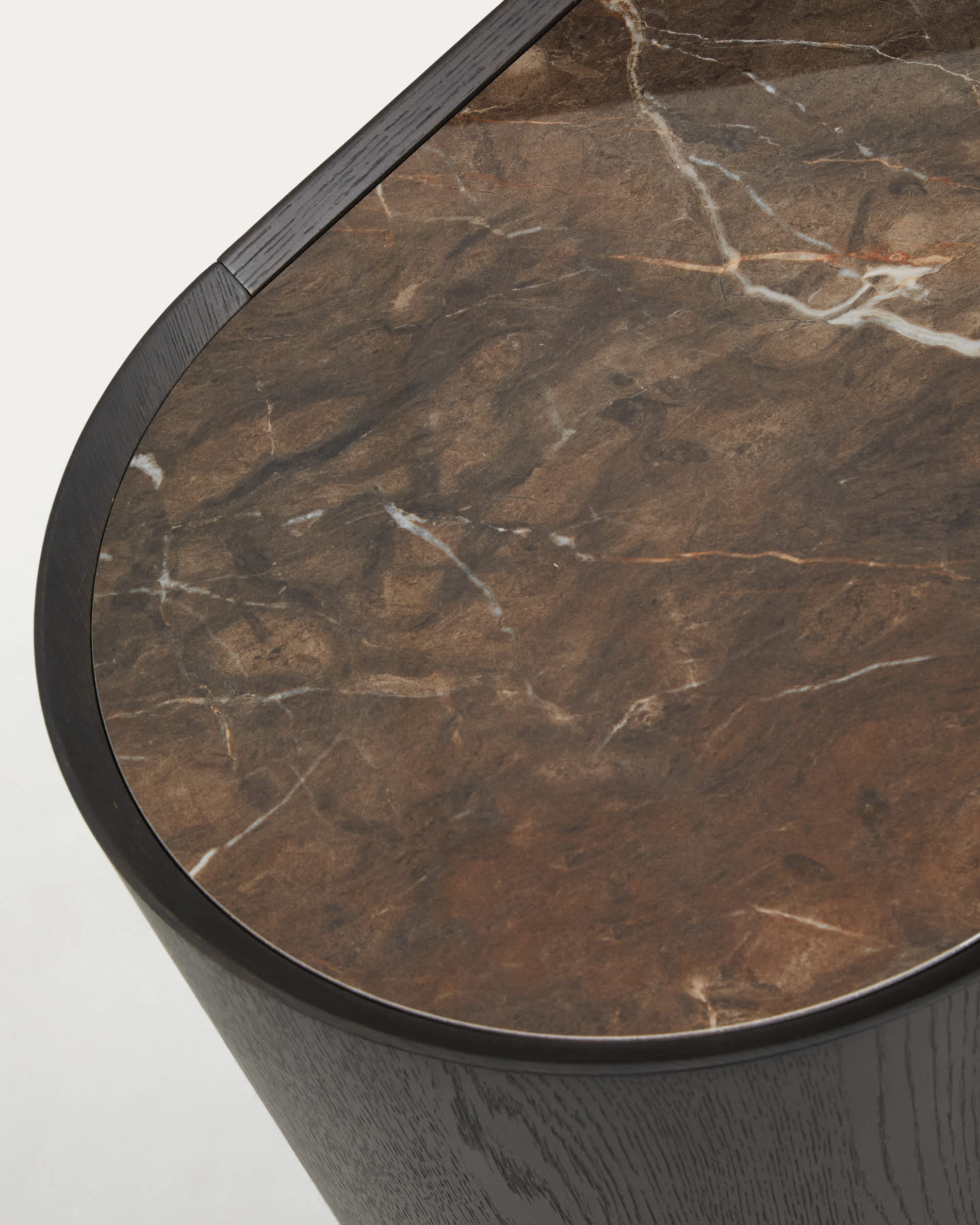 Nemore chest of drawers with 3 oak veneer drawers and Emperador marble-effect ceramic top, FSC Mix Credit, 120 x 45 cm