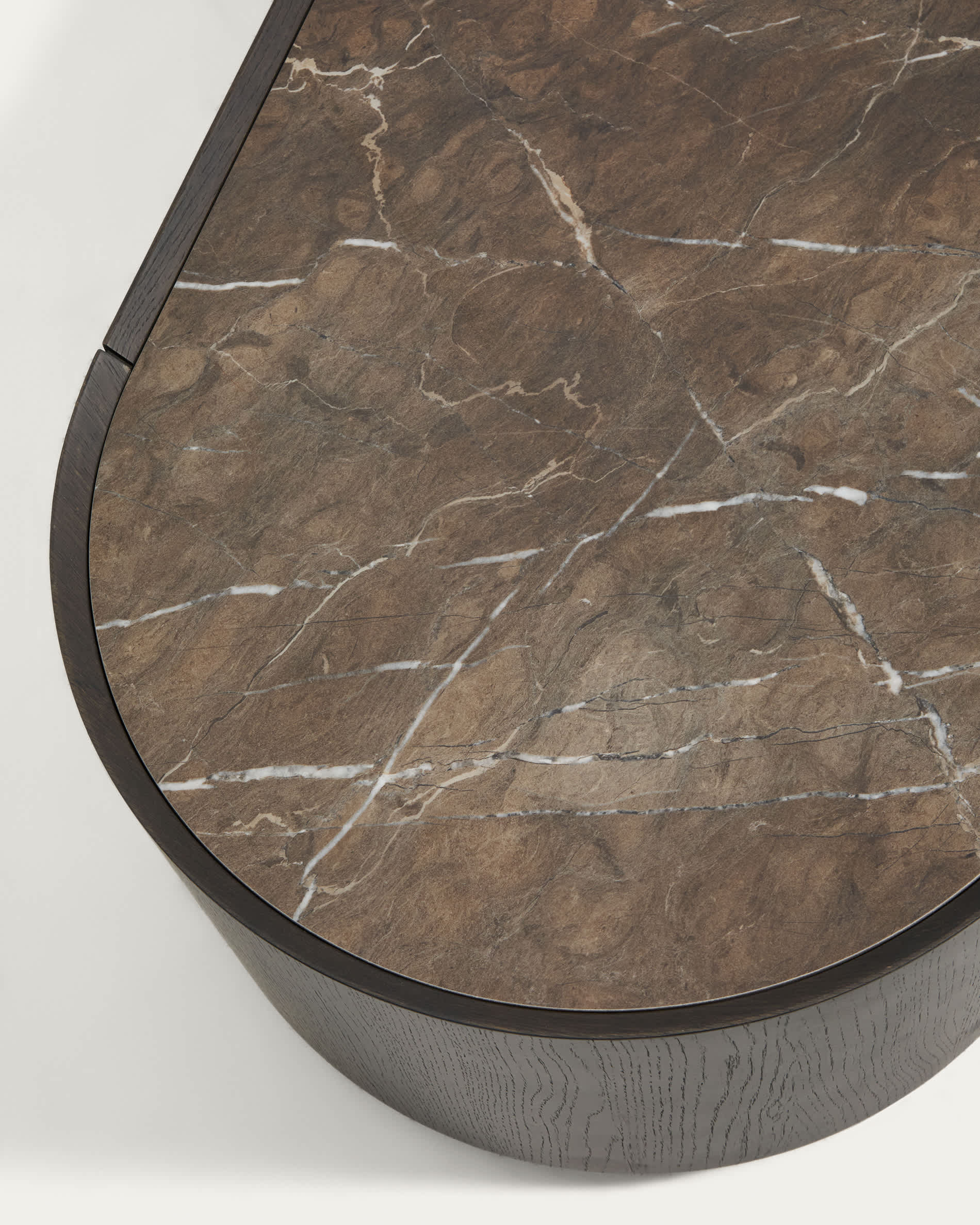 Nemore coffee table with 1 oak veneer drawer and Emperador marble-effect ceramic top, FSC Mix Credit, 140 x 60 cm