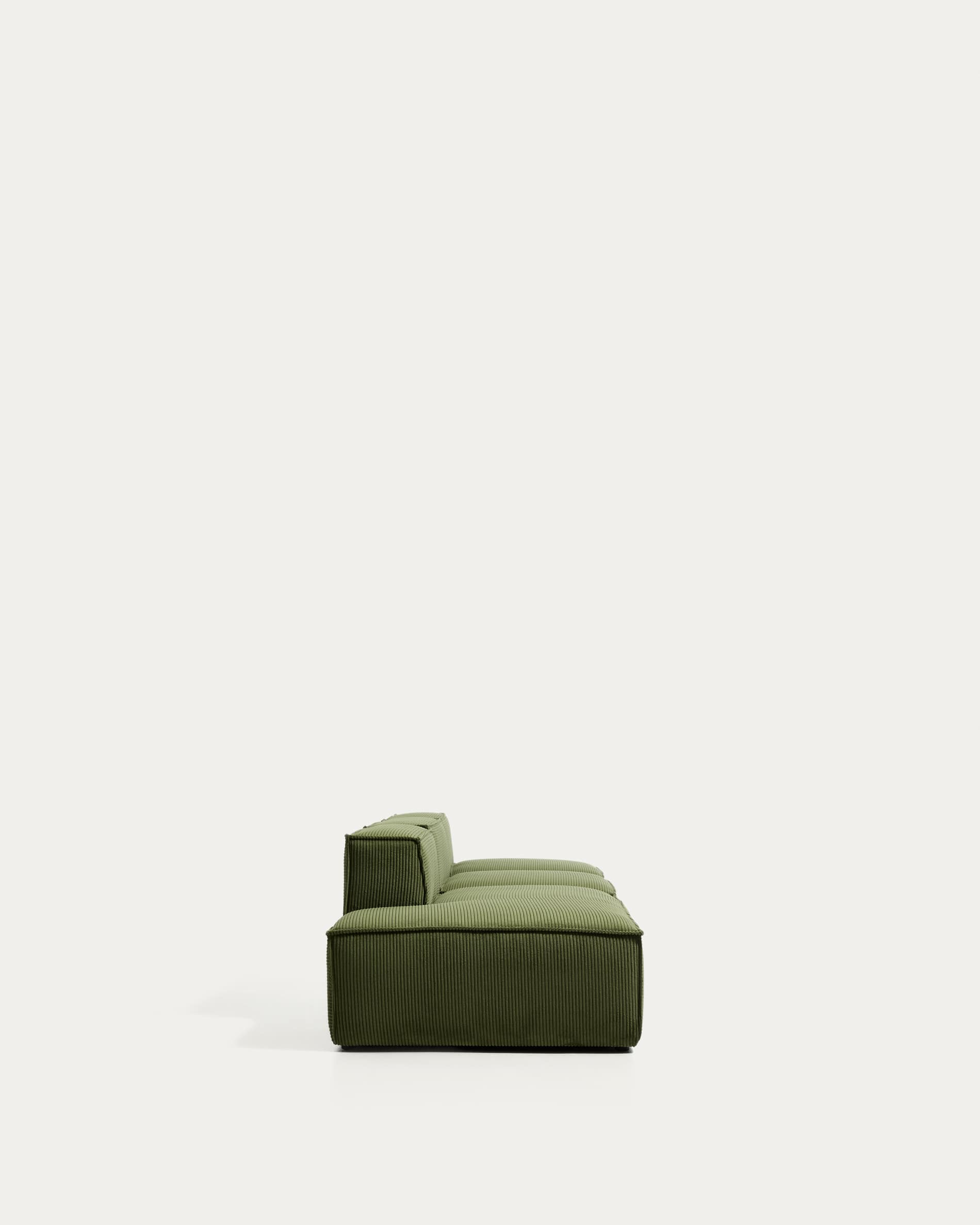 Blok 3-seater sofa with left terminal in green thick corduroy 325cm FSC Mix Credit