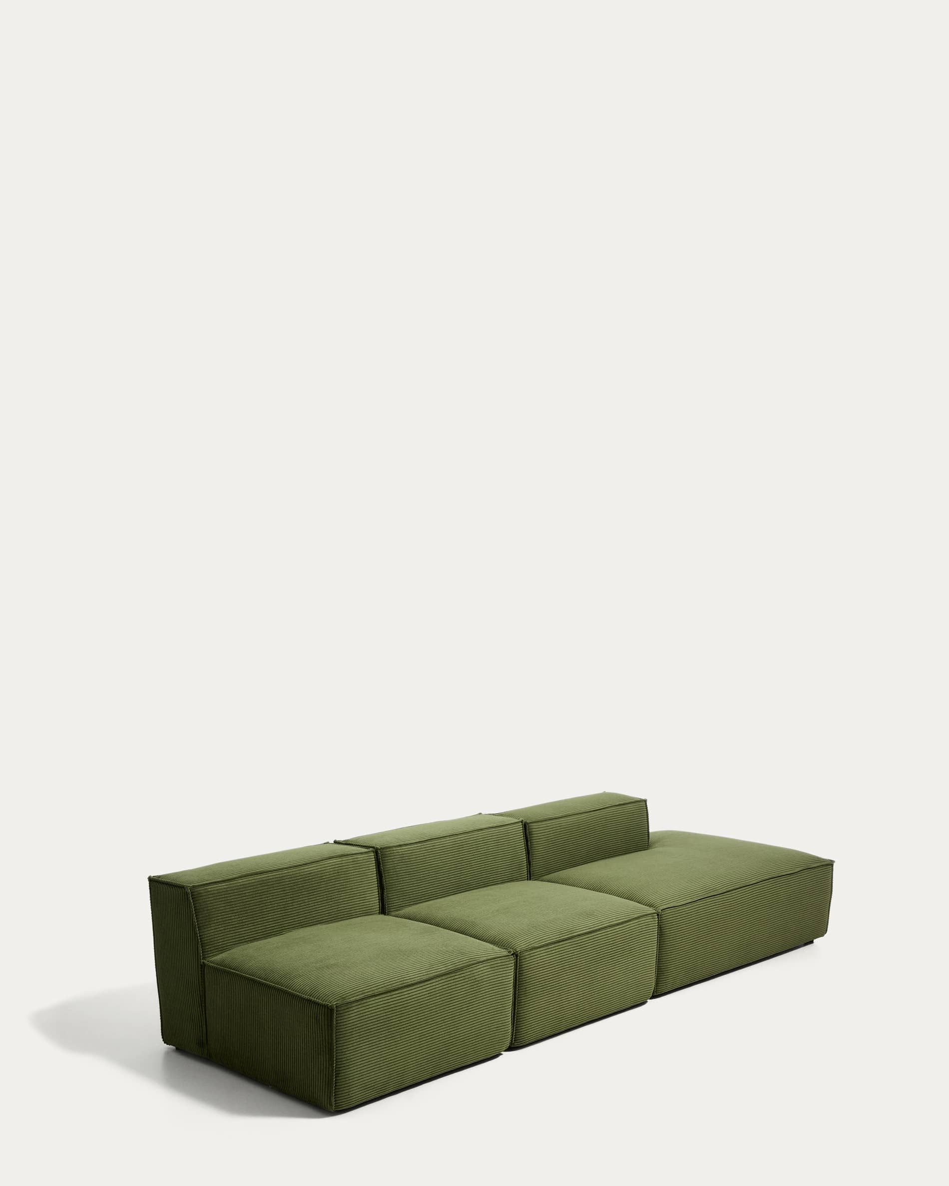 Blok 3-seater sofa with right terminal in green thick corduroy 325cm FSC Mix Credit