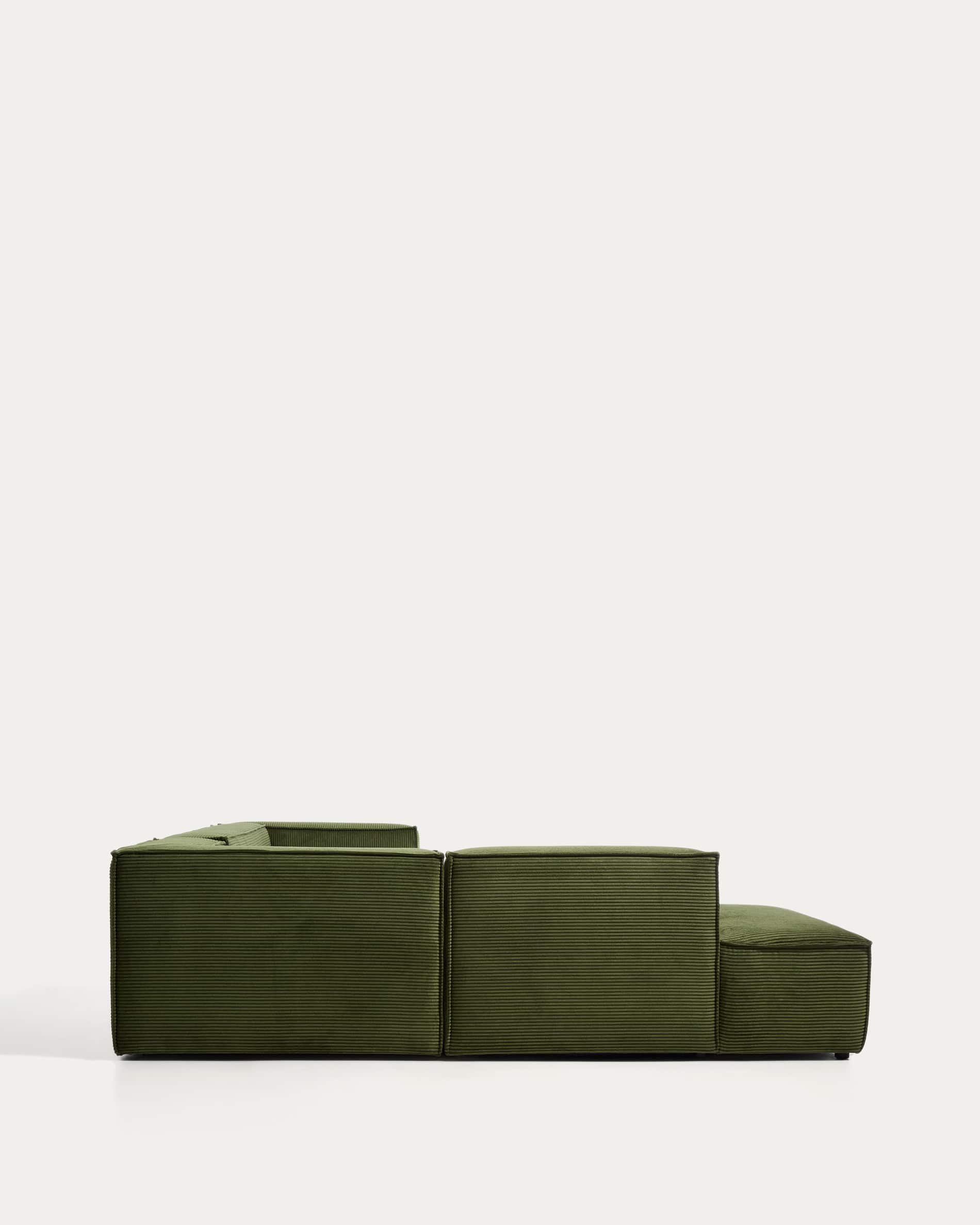 Blok 5-seater corner sofa with left terminal in green thick corduroy 255 x 320cm FSC Mix Credit