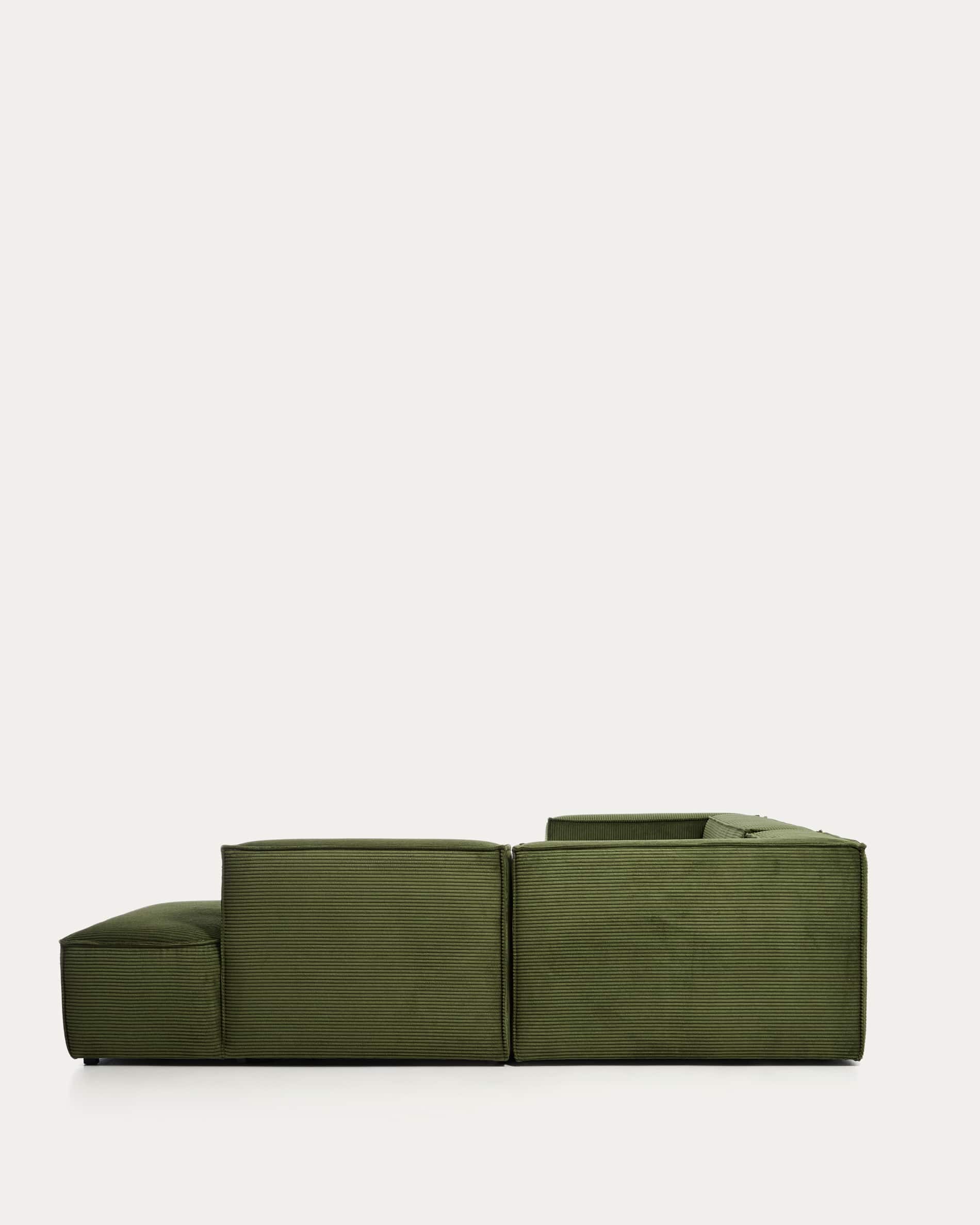 Blok 5-seater corner sofa with right terminal in green thick corduroy 320 x 255cm FSC Mix Credit