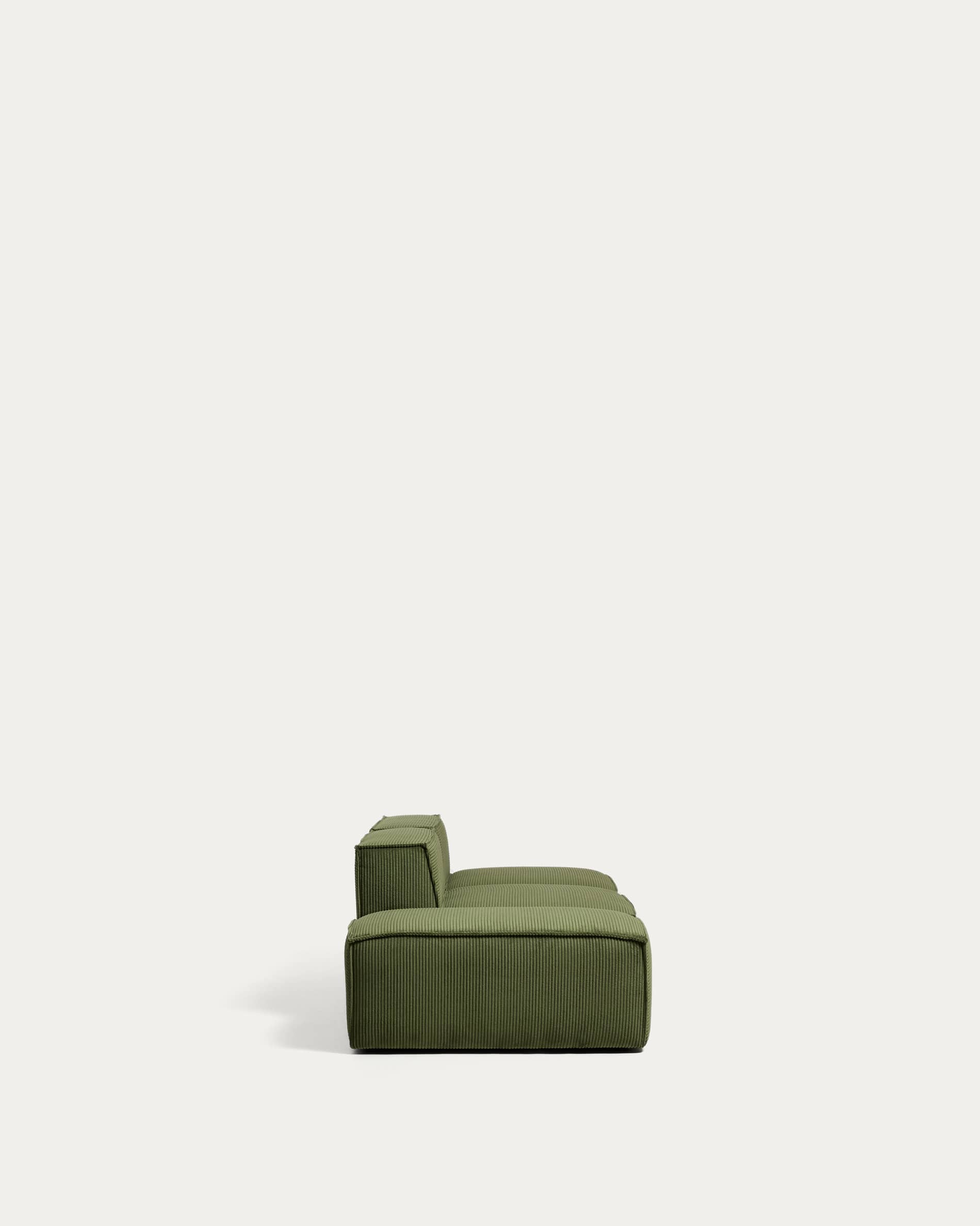 Blok 3-seater sofa with end pouffe in thick green corduroy 240cm FSC Mix Credit