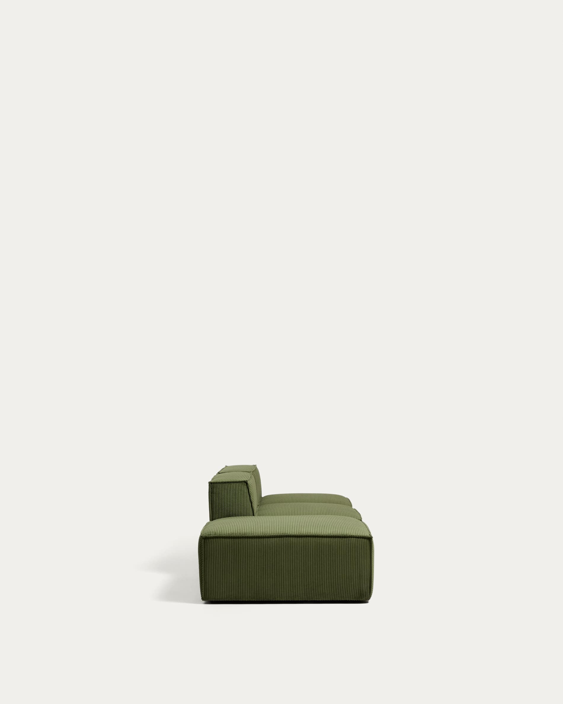 Blok 3-seater sofa with end pouffe in thick green corduroy 270cm FSC Mix Credit