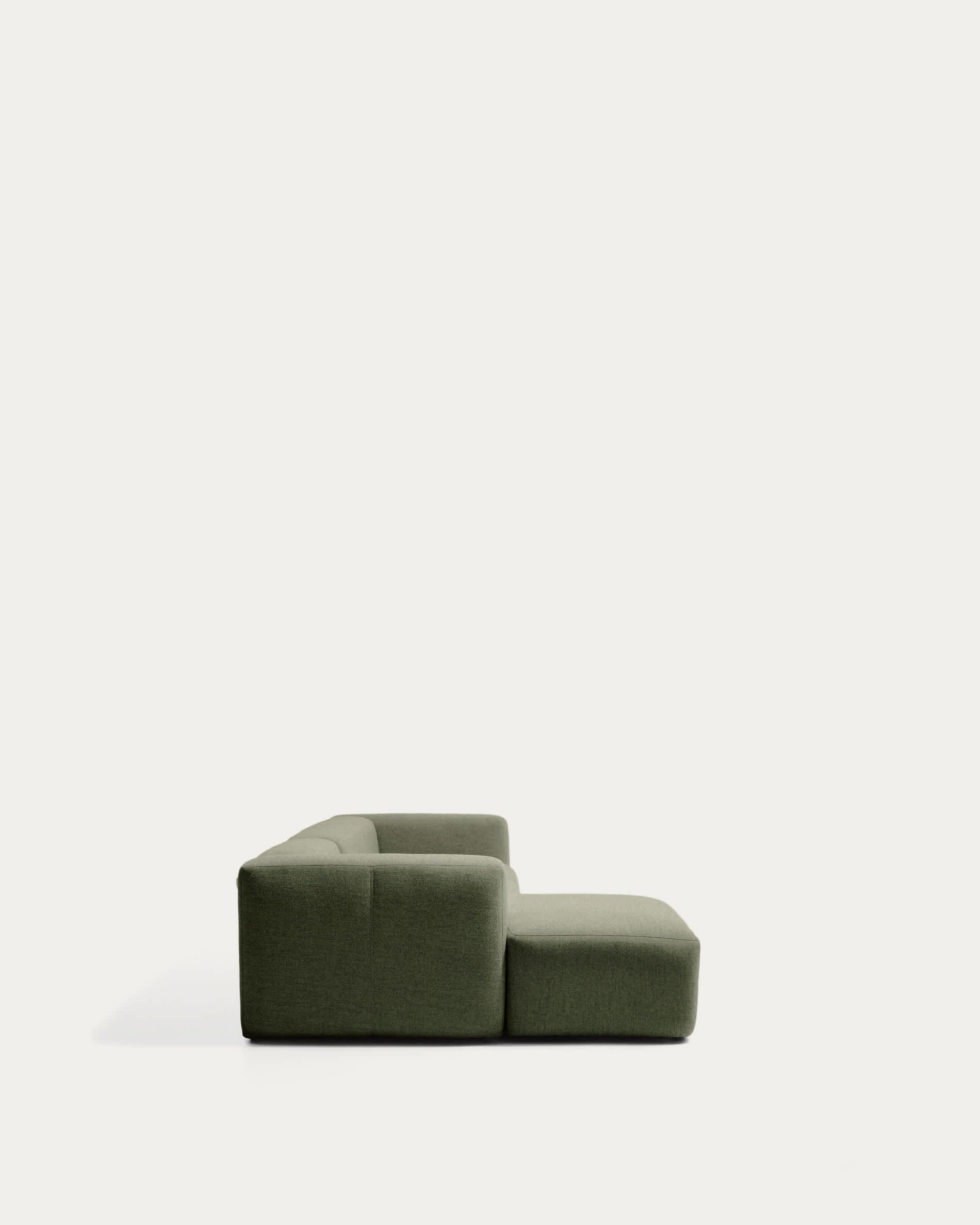 Blok 4-seater sofa with left chaise longue in moss green chenille 330cm FSC Mix Credit