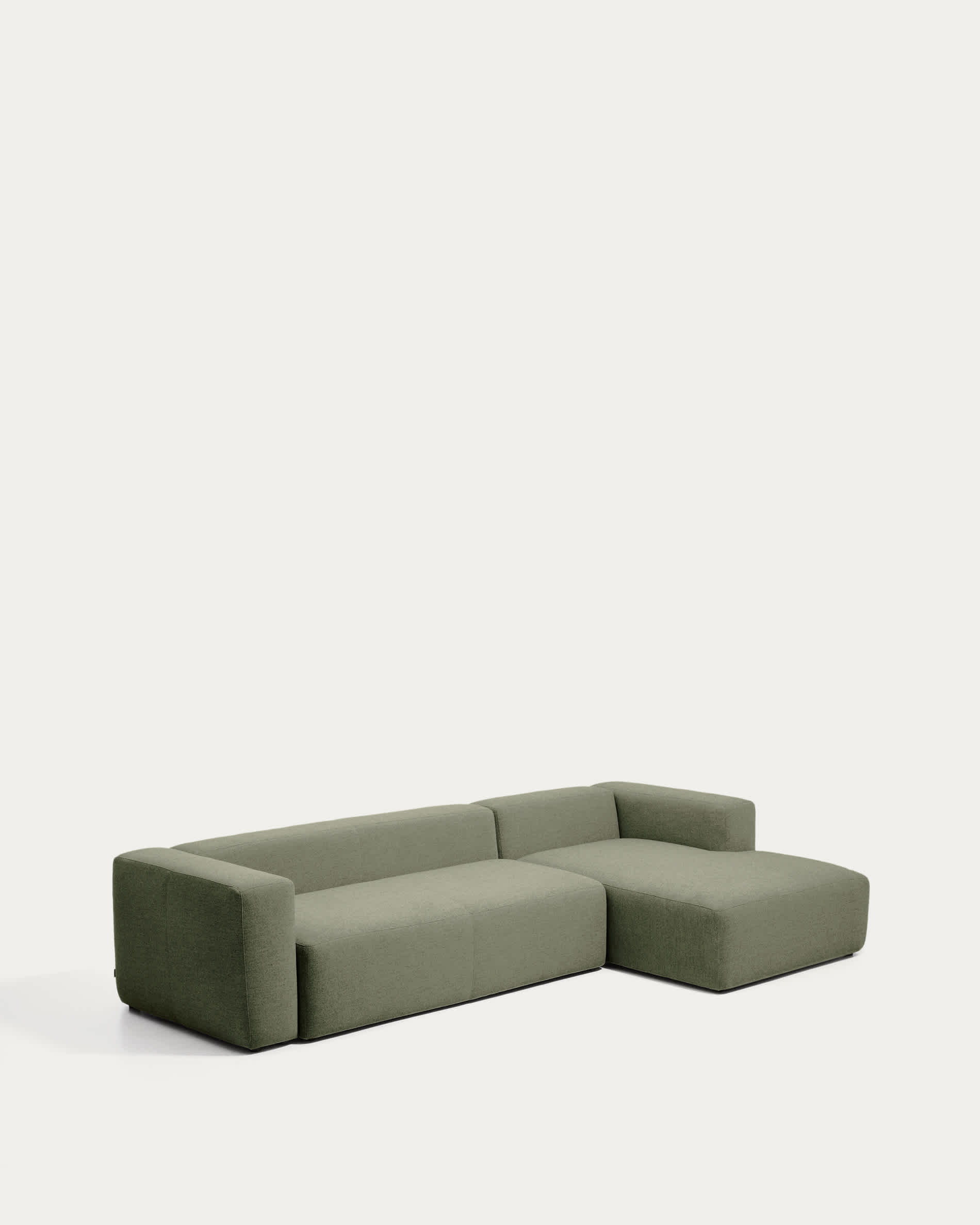 Blok 4-seater moss green chenille right chaise longue sofa 330cm FSC Mix Credit