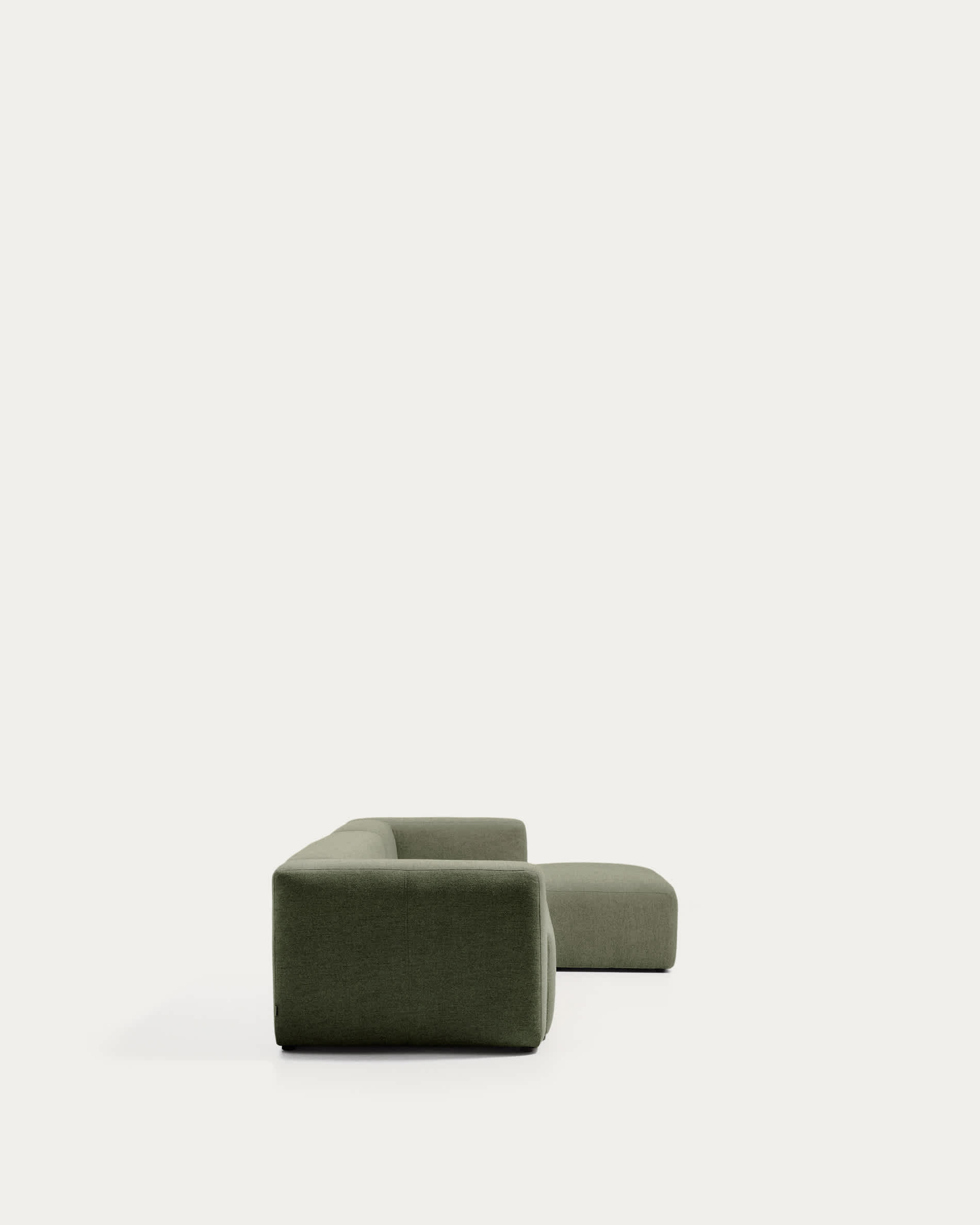 Blok 4-seater moss green chenille right chaise longue sofa 330cm FSC Mix Credit