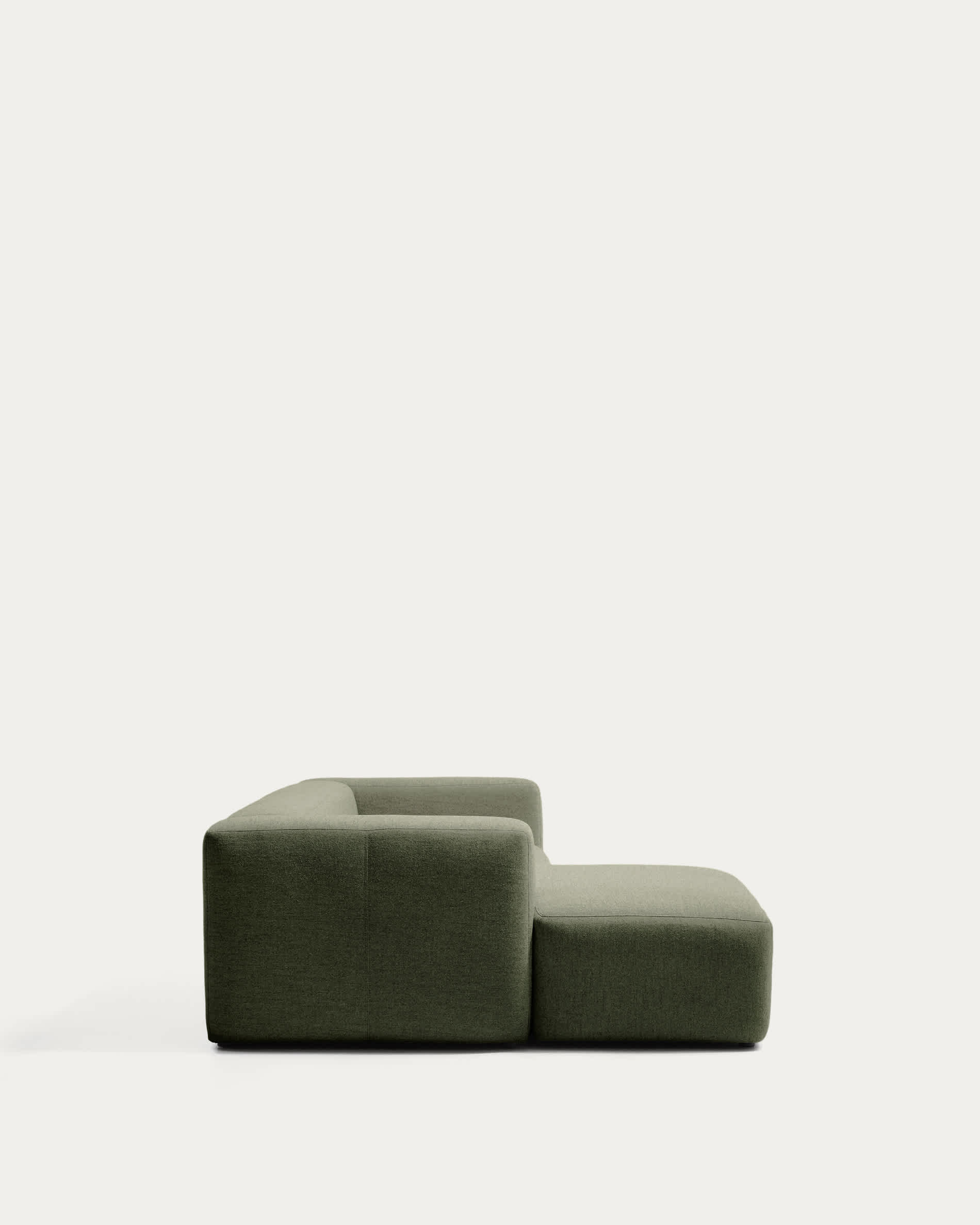 Blok 2-seater moss green chenille left chaise longue sofa 240cm FSC Mix Credit