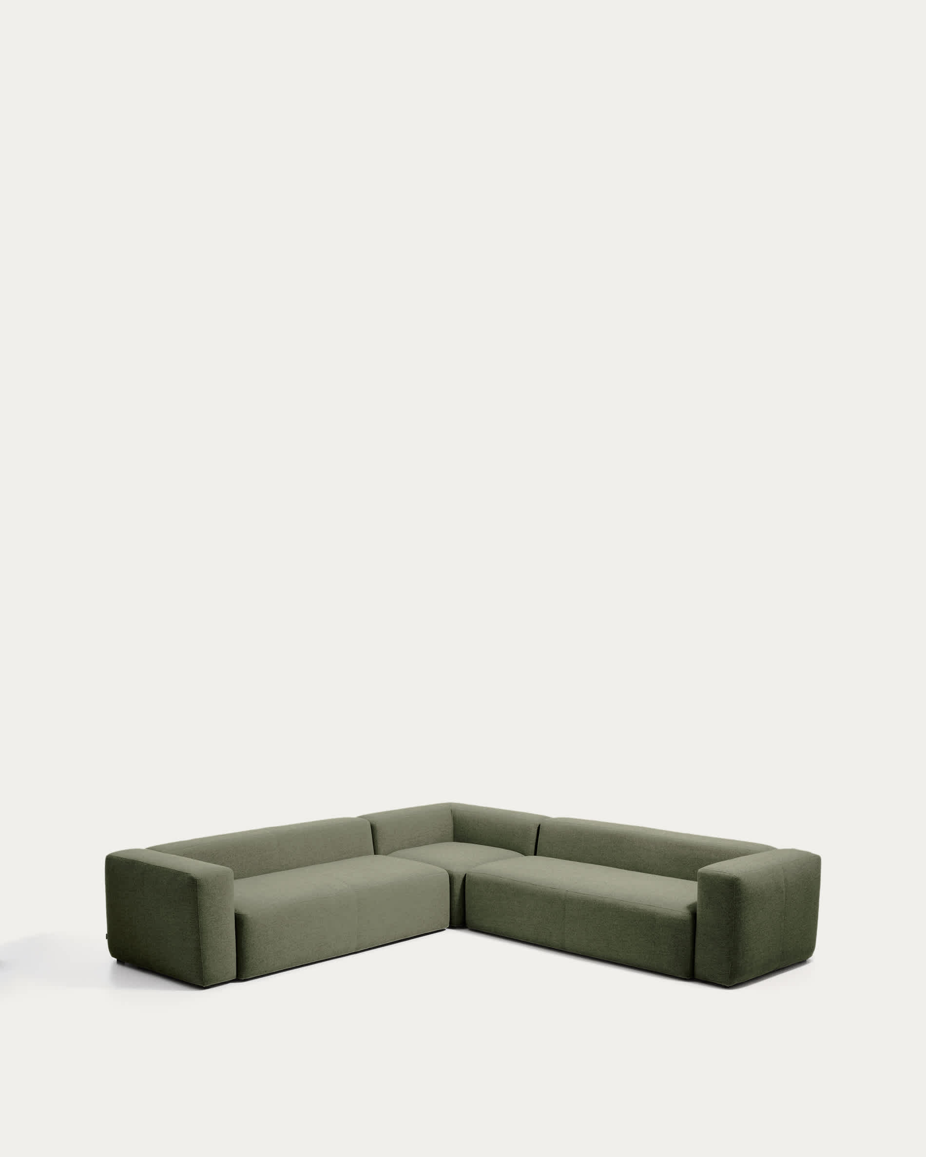 Blok moss green chenille 5-seater corner sofa 320 x 320cm FSC Mix Credit