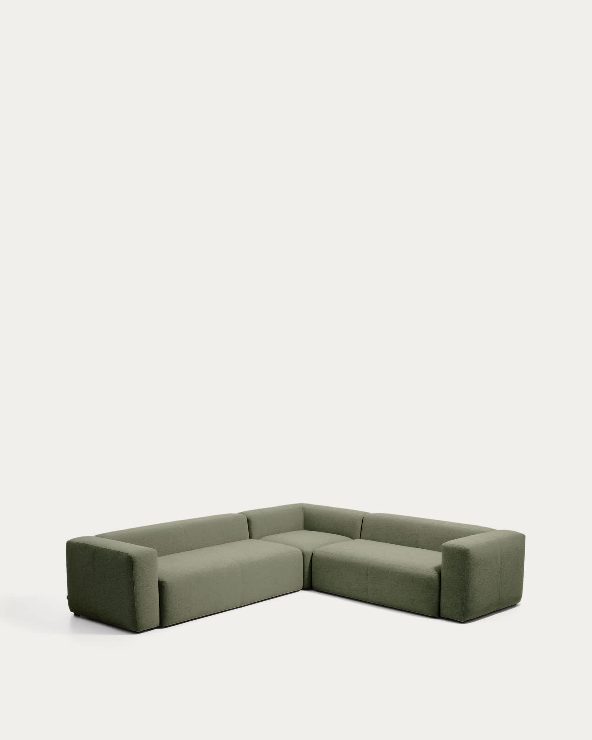 Blok moss green chenille 5-seater corner sofa 320 x 290cm/290 x 320cm FSC Mix Credit