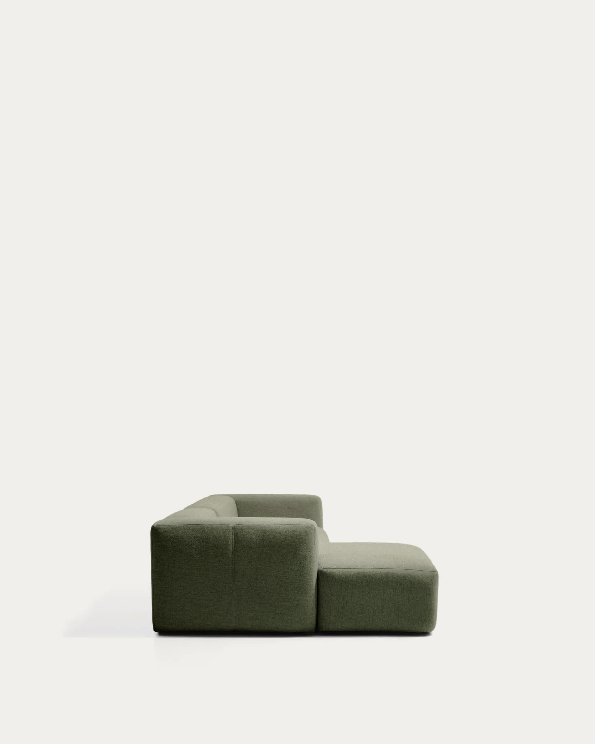 Blok 3-seater sofa with left chaise longue in moss green chenille 300cm FSC Mix Credit