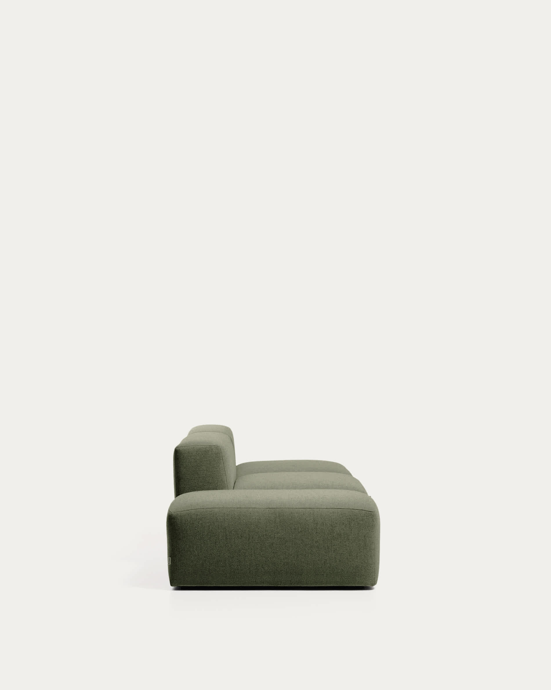 Blok 3-seater sofa with end pouffe in moss green chenille 240cm FSC Mix Credit