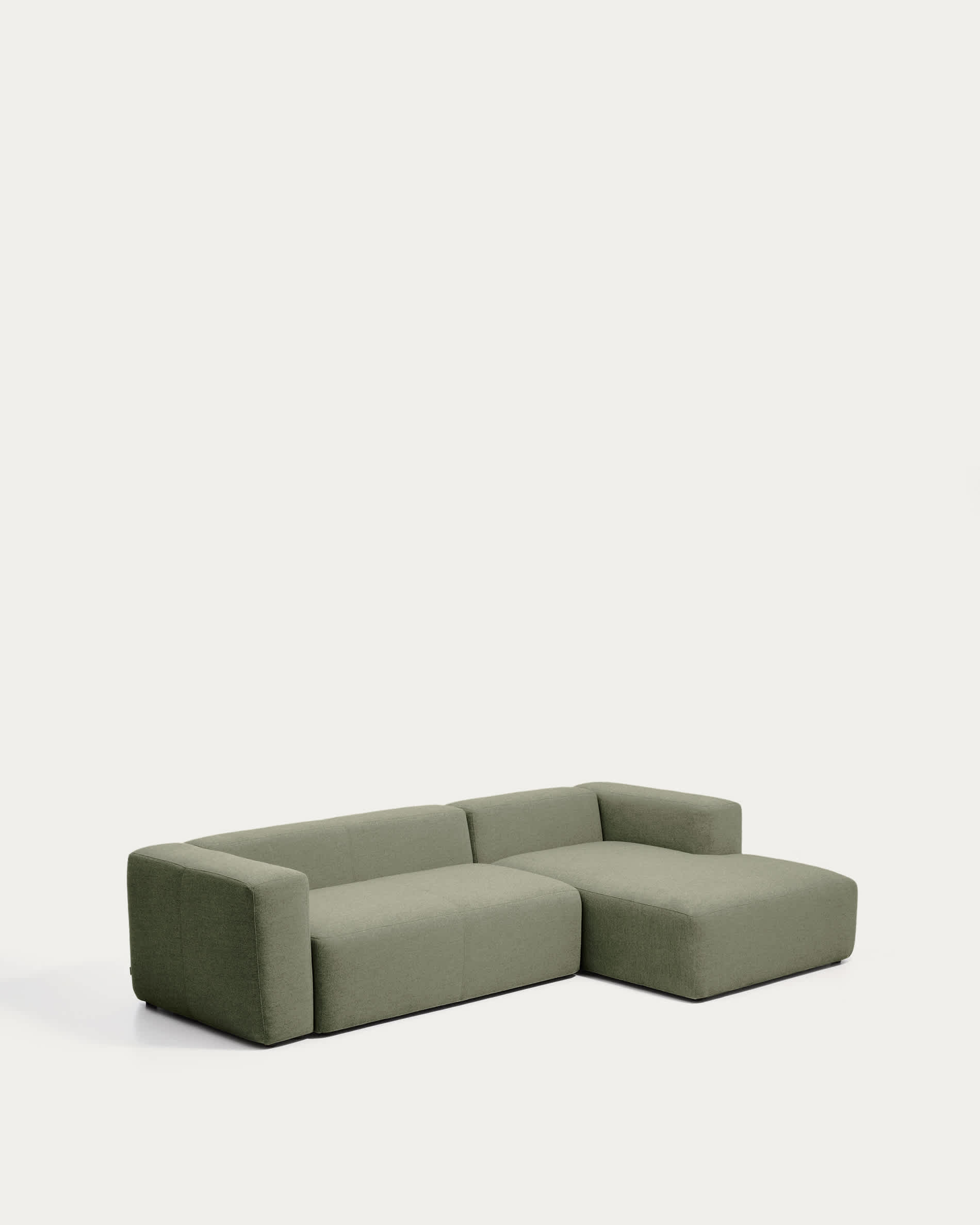Blok 3-seater sofa with right chaise longue in moss green chenille 300cm FSC Mix Credit