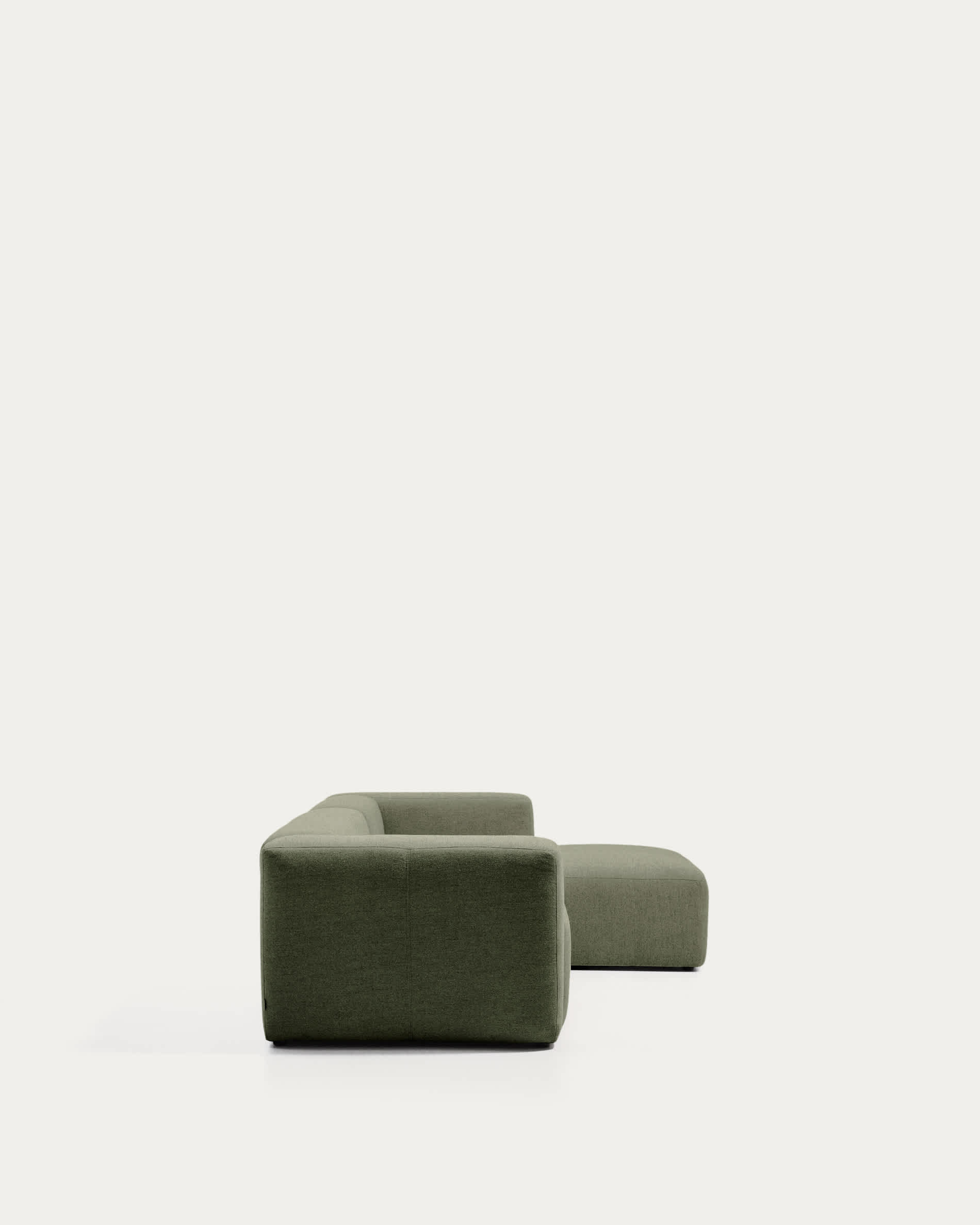 Blok 3-seater sofa with right chaise longue in moss green chenille 300cm FSC Mix Credit