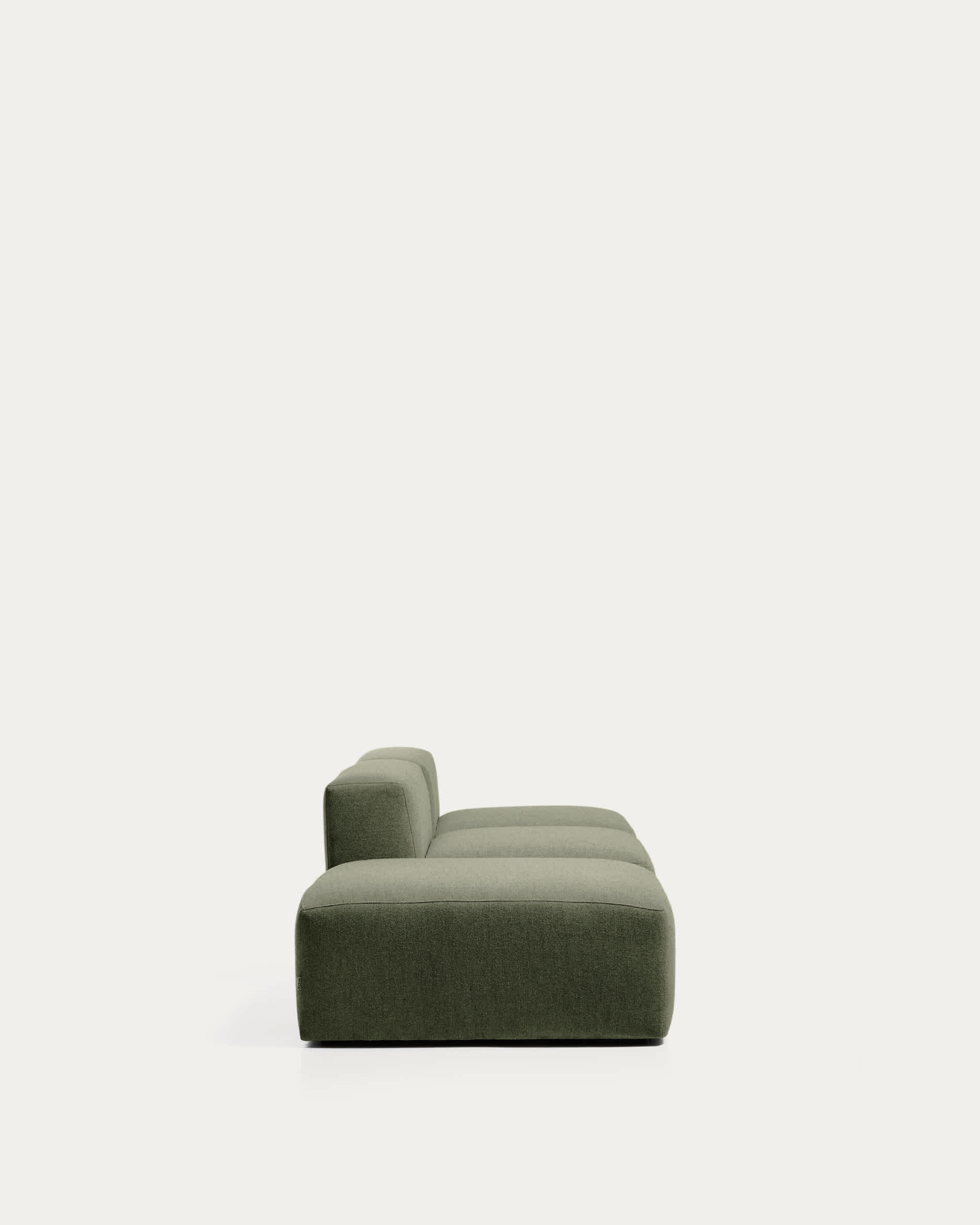 Blok 3-seater sofa with end pouffe in moss green chenille 270cm FSC Mix Credit