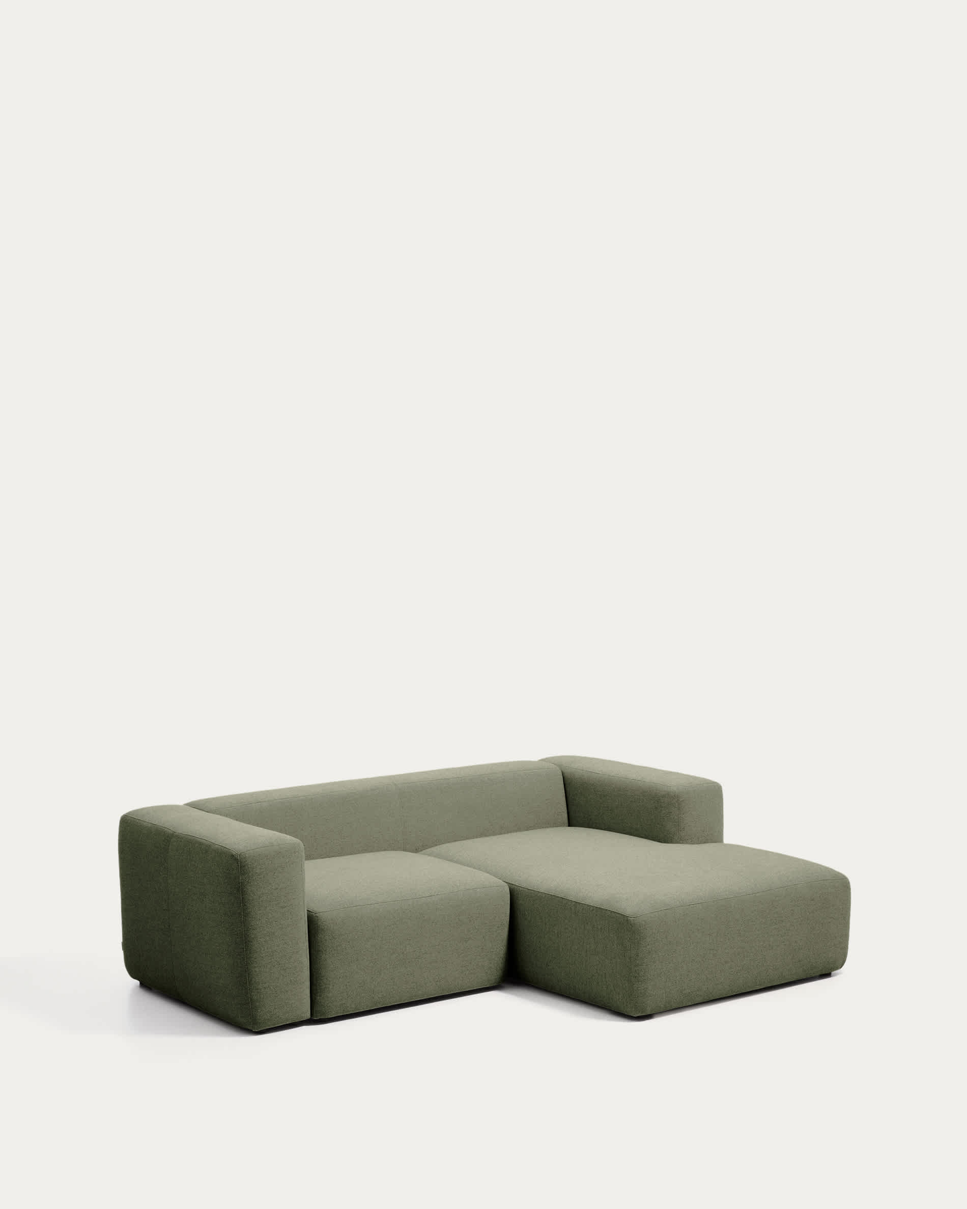 Blok 2-seater moss green chenille right chaise longue sofa 240cm FSC Mix Credit
