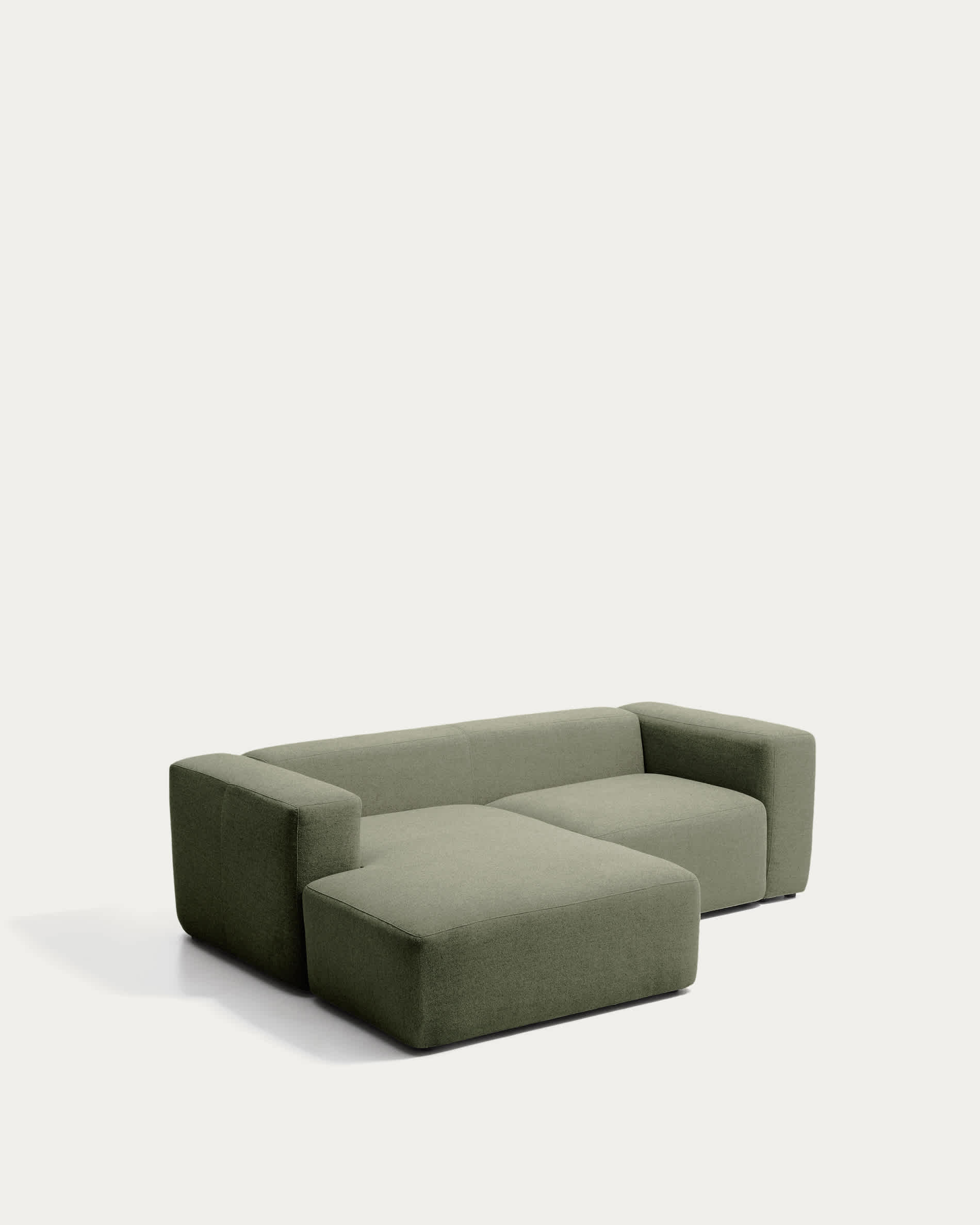 Blok 2-seater moss green chenille left chaise longue sofa 240cm FSC Mix Credit