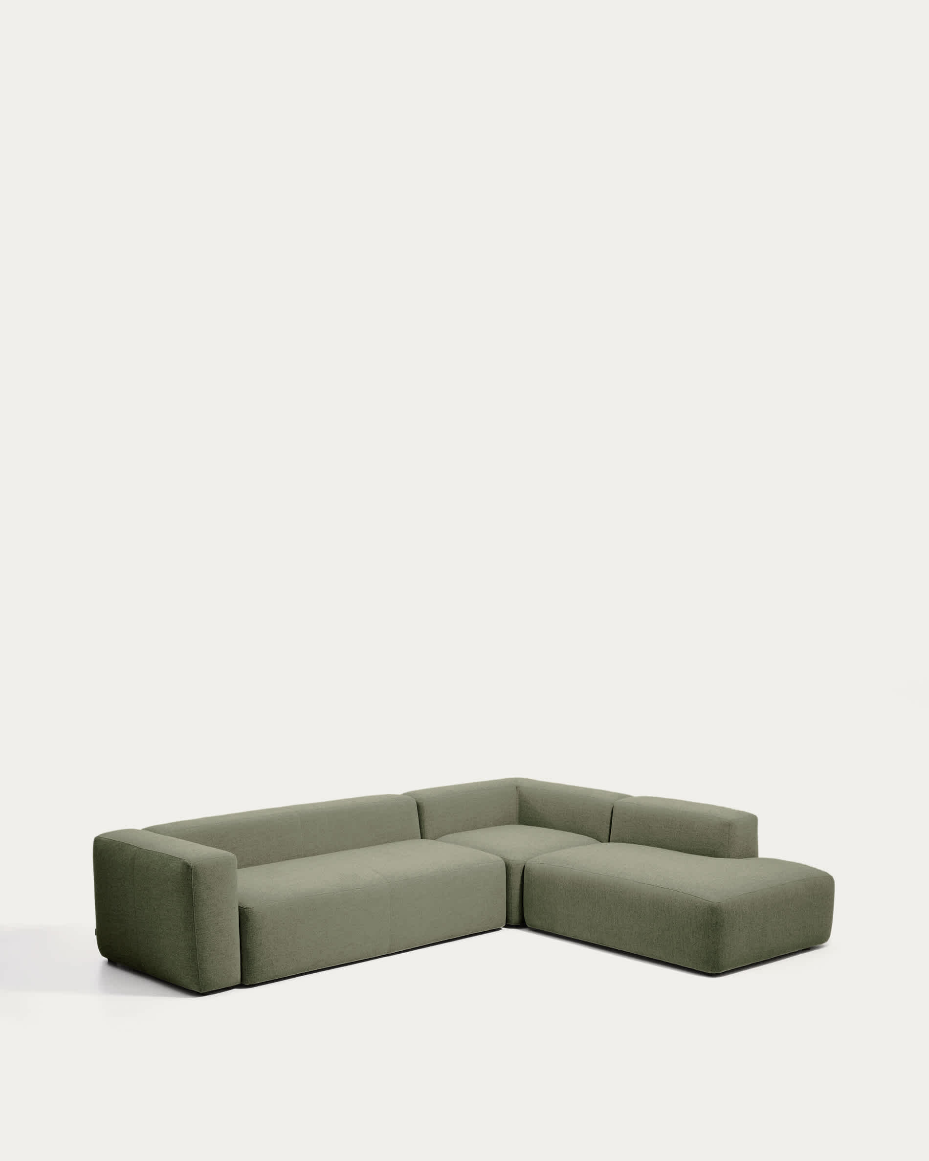 Blok moss green chenille 5-seater corner sofa with right terminal 320 x 255cm FSC Mix Credit