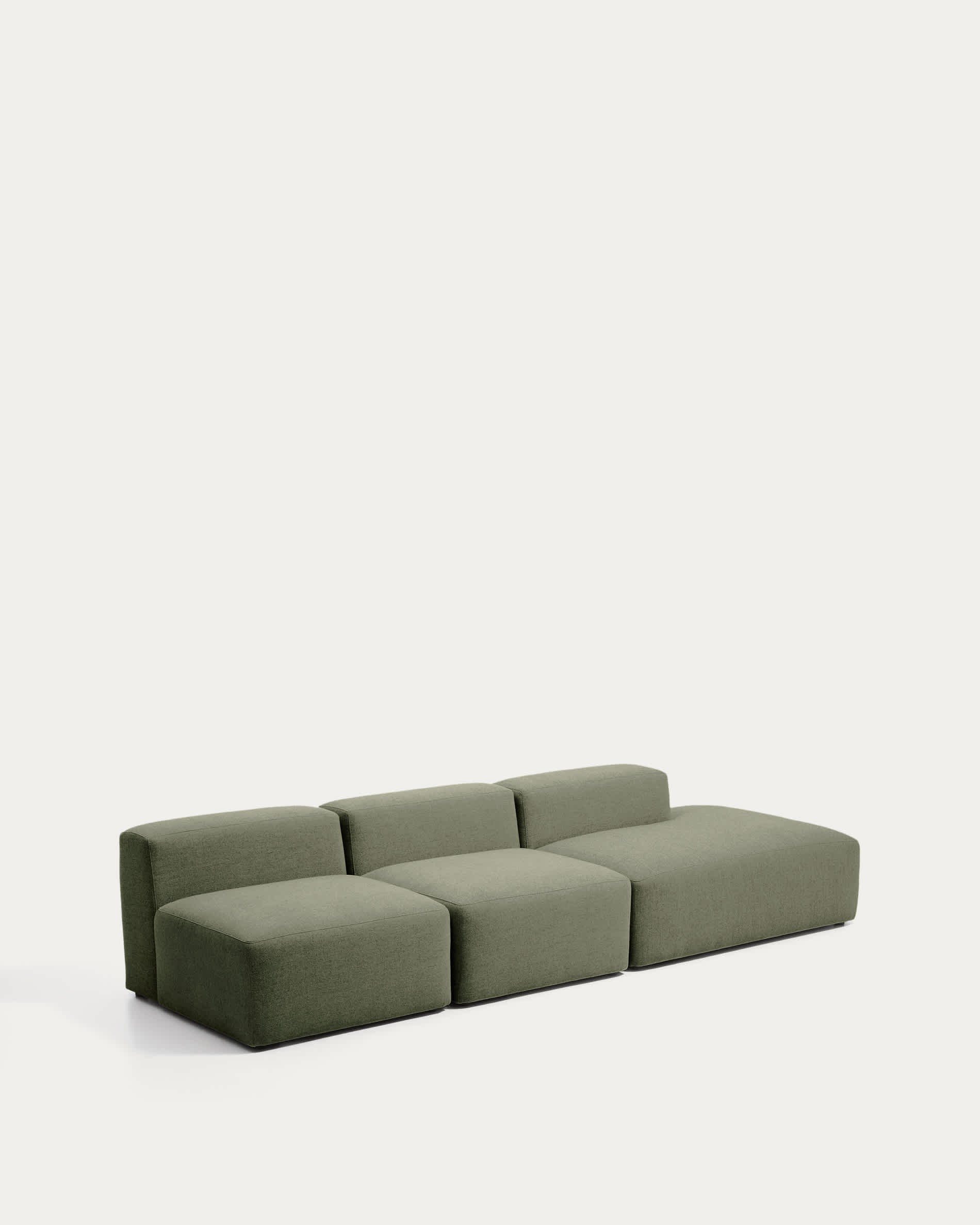 Blok moss green chenille 3-seater sofa with right terminal 325cm FSC Mix Credit