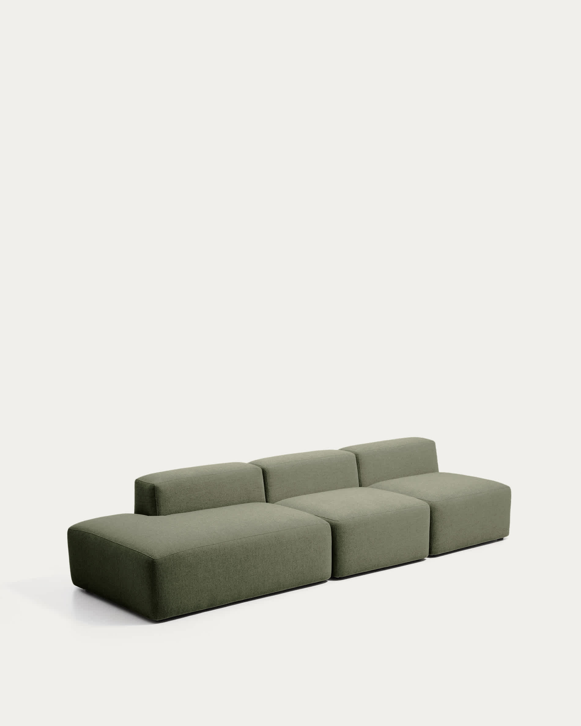Blok moss green chenille 3-seater sofa with left terminal 325cm FSC Mix Credit