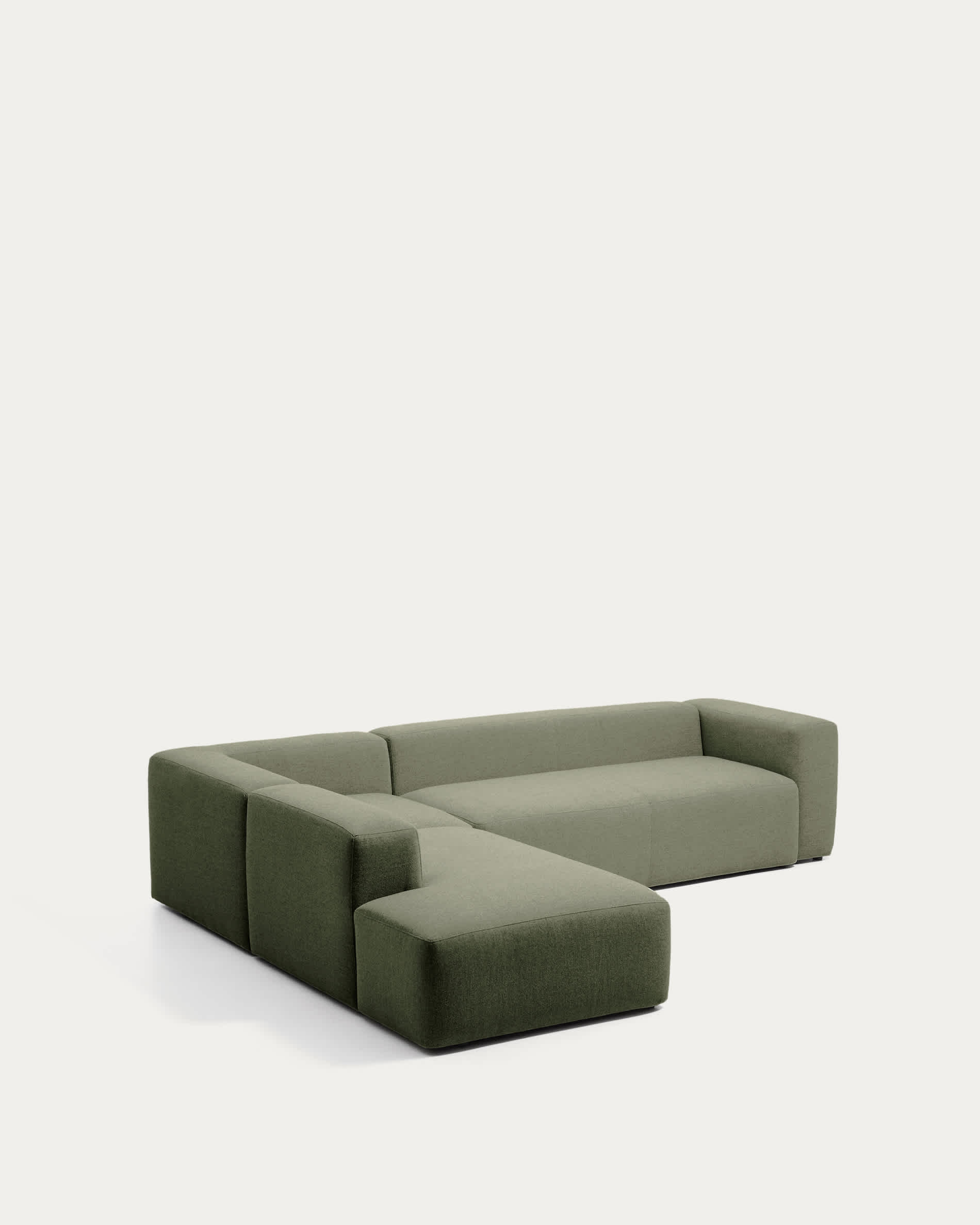 Blok moss green chenille 5-seater corner sofa with left terminal 255 x 320cm FSC Mix Credit