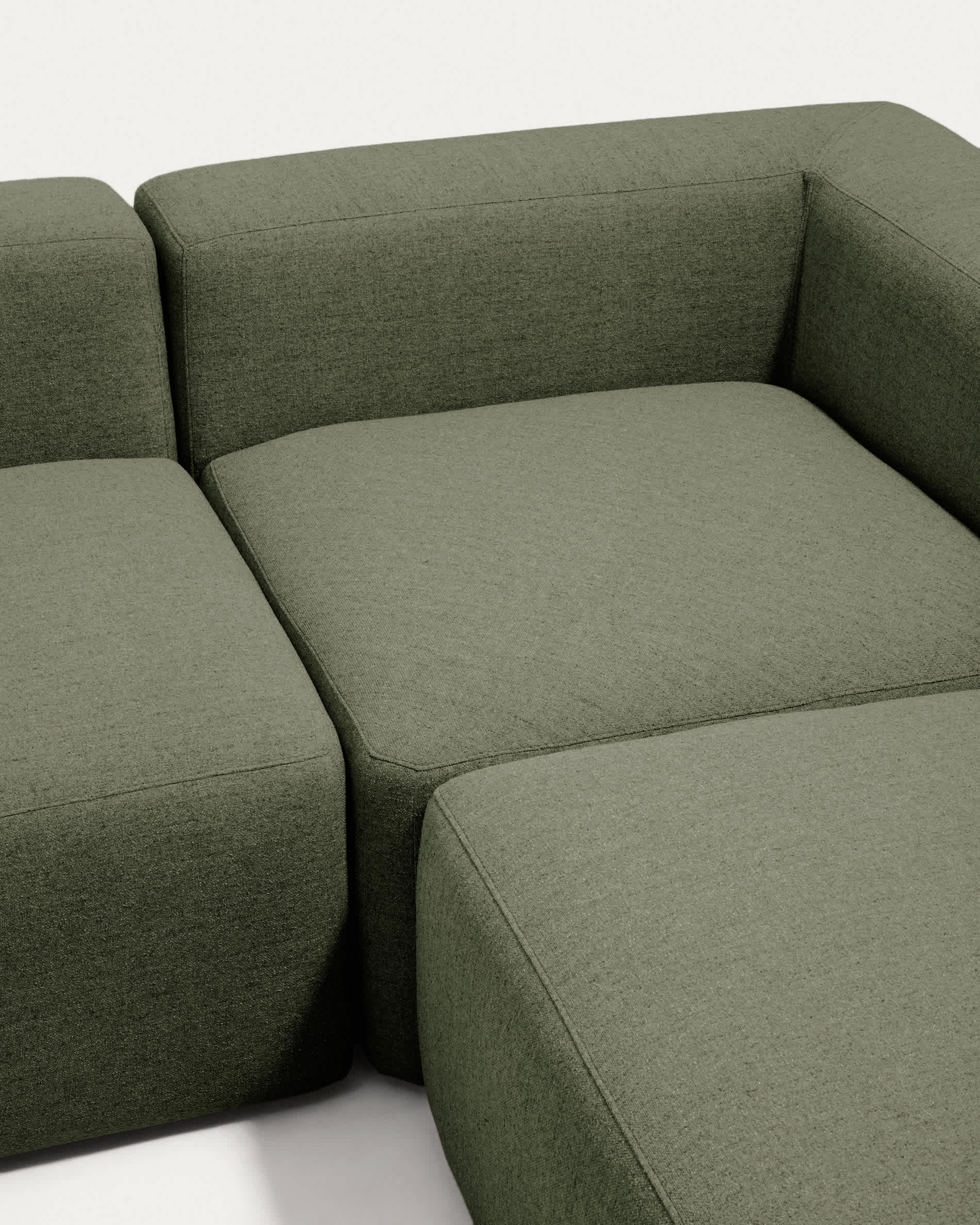 Blok moss green chenille 5-seater corner sofa 320 x 290cm/290 x 320cm FSC Mix Credit