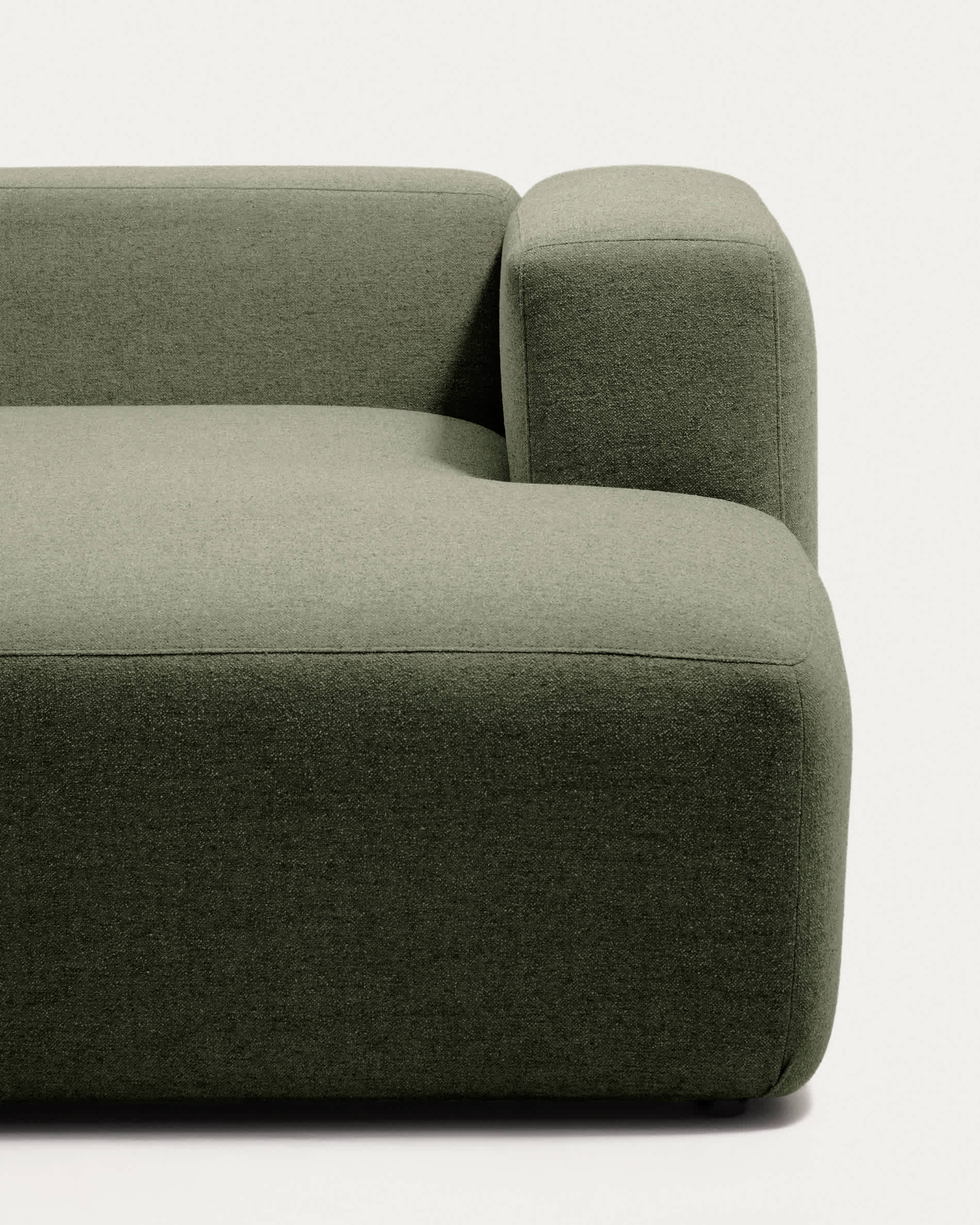 Blok 3-seater sofa with right chaise longue in moss green chenille 300cm FSC Mix Credit