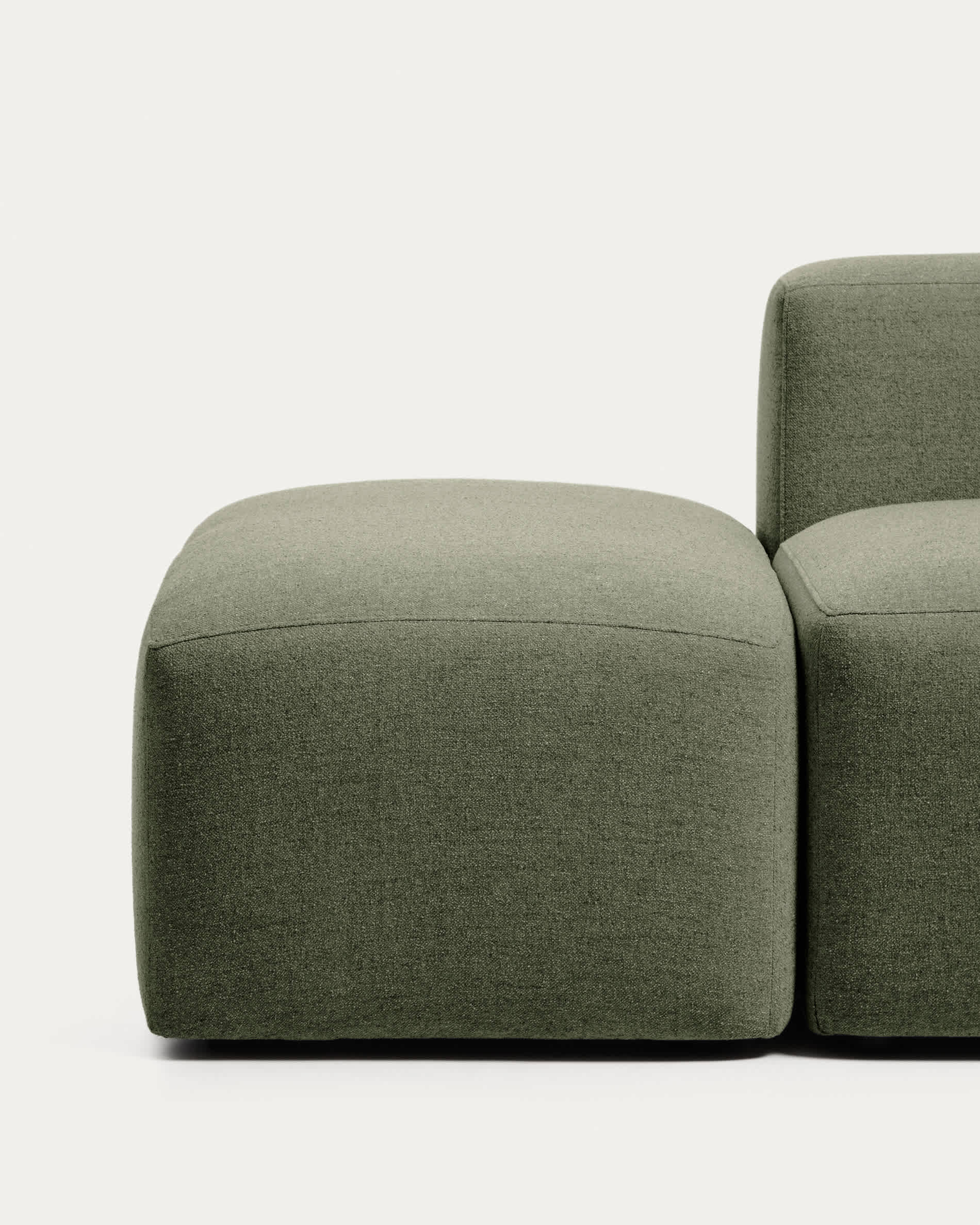 Blok 3-seater sofa with end pouffe in moss green chenille 240cm FSC Mix Credit