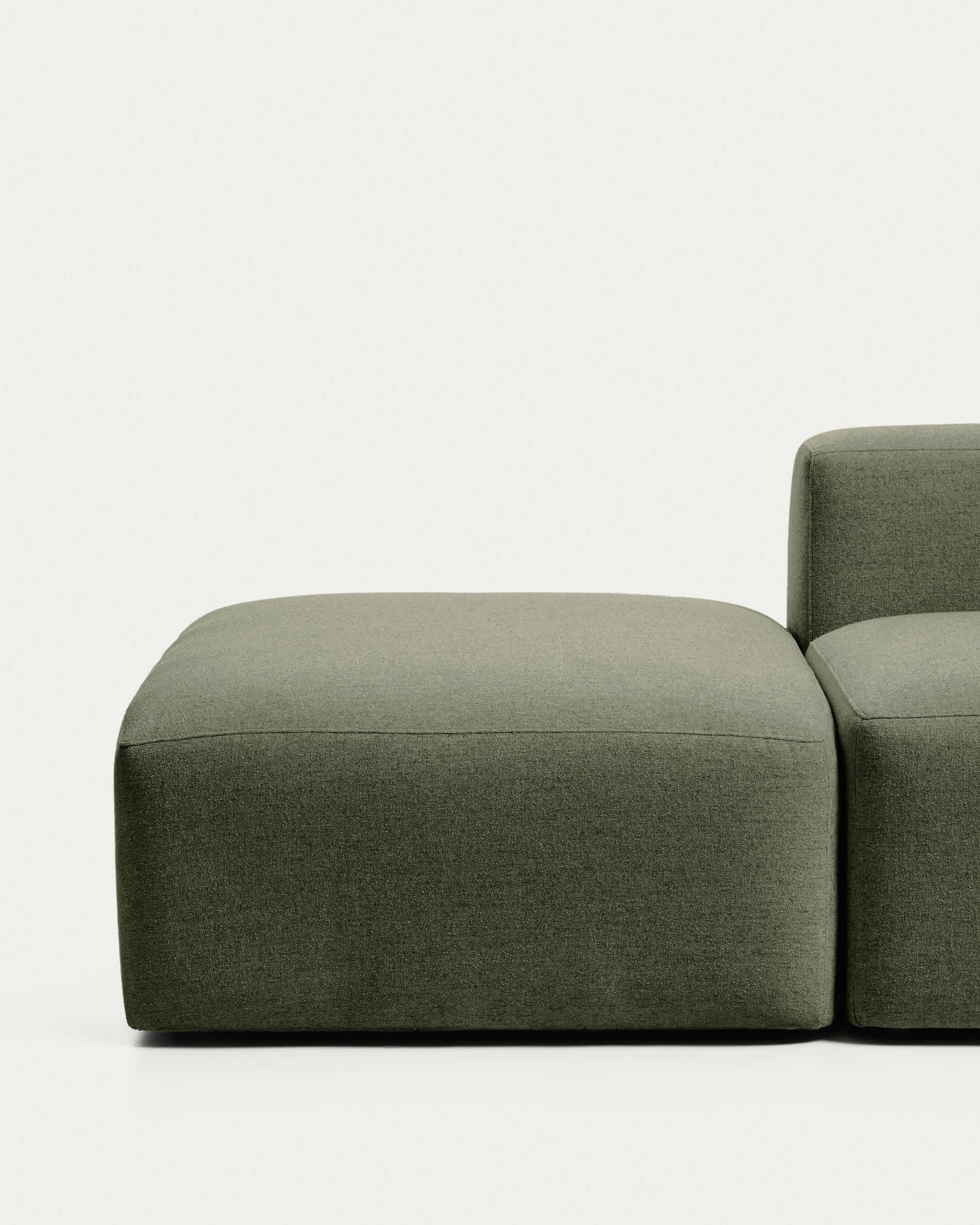 Blok 3-seater sofa with end pouffe in moss green chenille 270cm FSC Mix Credit
