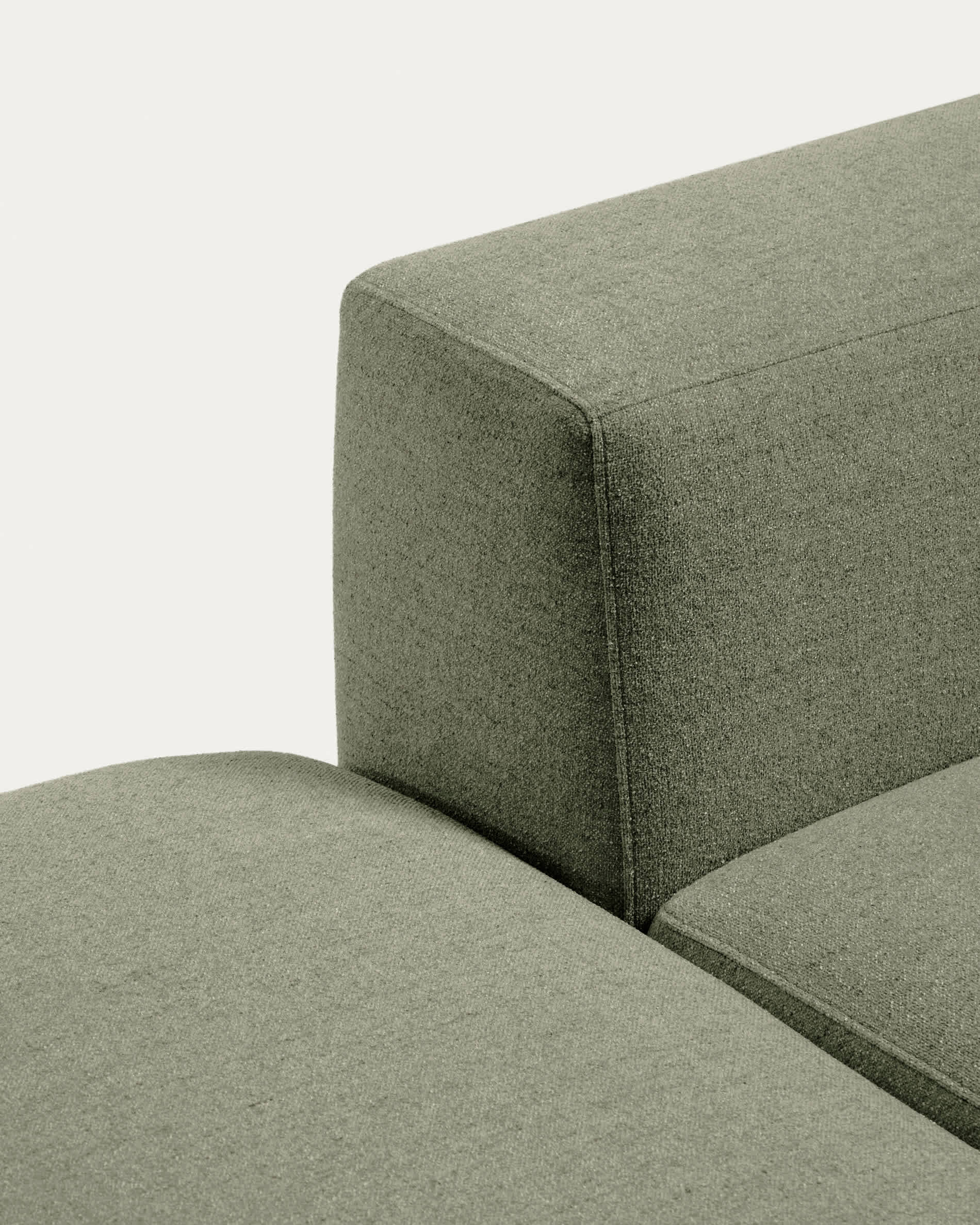 Blok 3-seater sofa with end pouffe in moss green chenille 270cm FSC Mix Credit