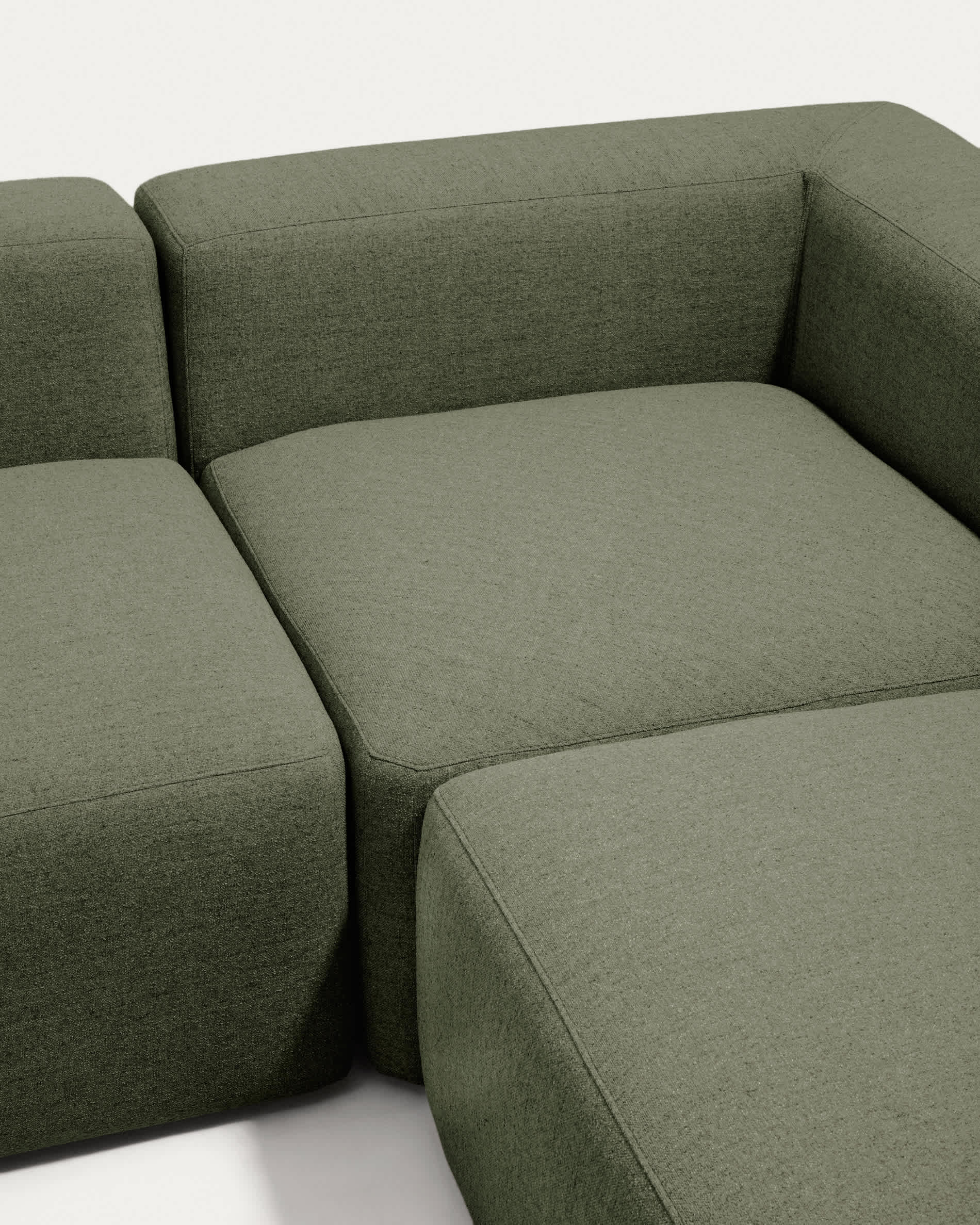 Blok moss green chenille 5-seater corner sofa with right terminal 320 x 255cm FSC Mix Credit