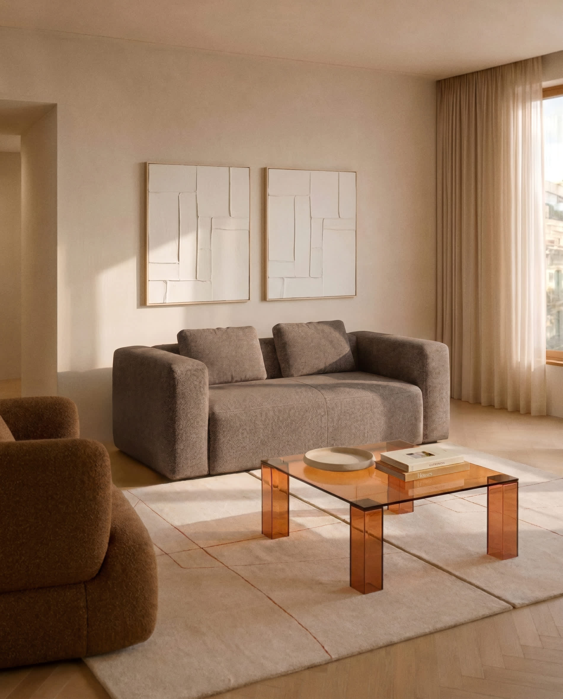 Blok brown chenille 2-seater sofa 210cm FSC Mix Credit