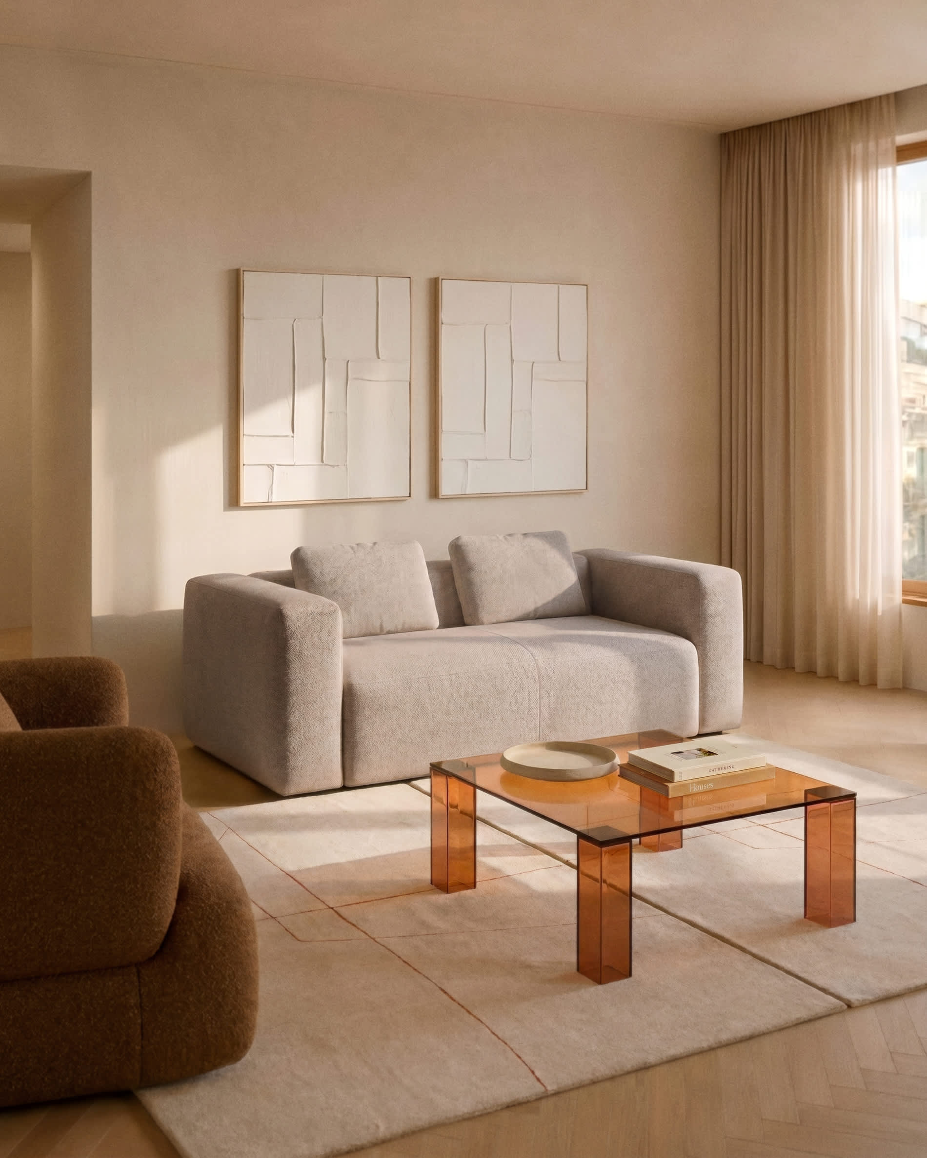 Blok beige chenille 2-seater sofa 210cm FSC Mix Credit